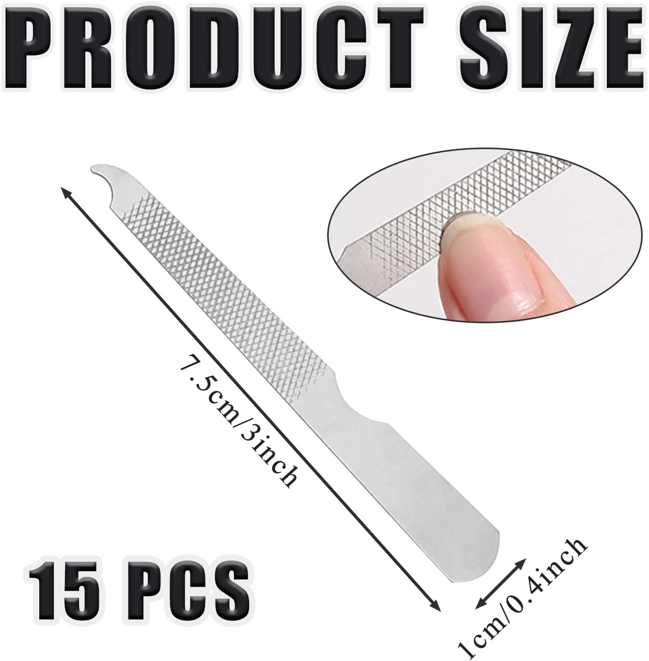 15 عدد سوهان ناخن فلزی، سوهان ناخن استیل ضد زنگ برای ناخن های طبیعی، قابل استفاده مجدد دو طرفه، ابزار مانیکور دسته ارگونومیک نقره ای برای مراقبت از پا و استفاده شخصی برای مردان و زنان