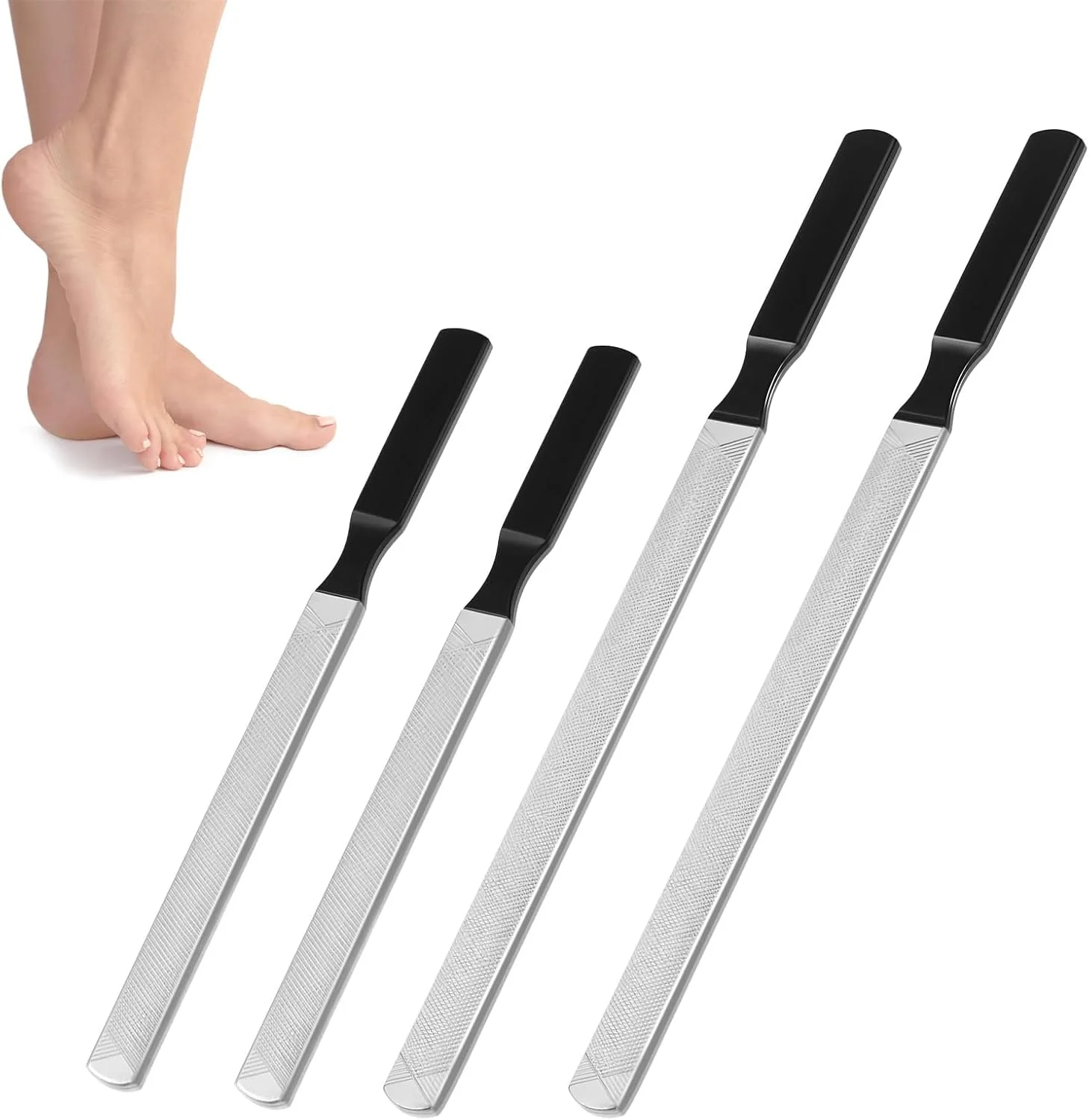 سوهان ناخن WLLHYF برای ناخن های ضخیم، استیل ضد زنگ، دو طرفه، مناسب برای آقایان، سالمندان و سگ ها، ست 4 عددی