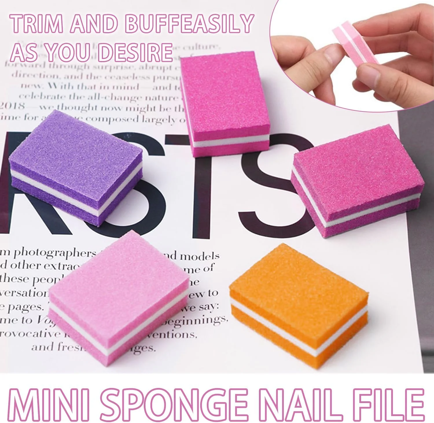 بسته ۴۰ عددی بافر ناخن، سوهان ناخن بافر حرفه ای، بلوک های سمباده، سوهان ناخن مینی دو طرفه، سوهان پولیش ناخن برای سمباده زدن ناخن های ژلی و ناخن های اکریلیک، ۴ رنگ