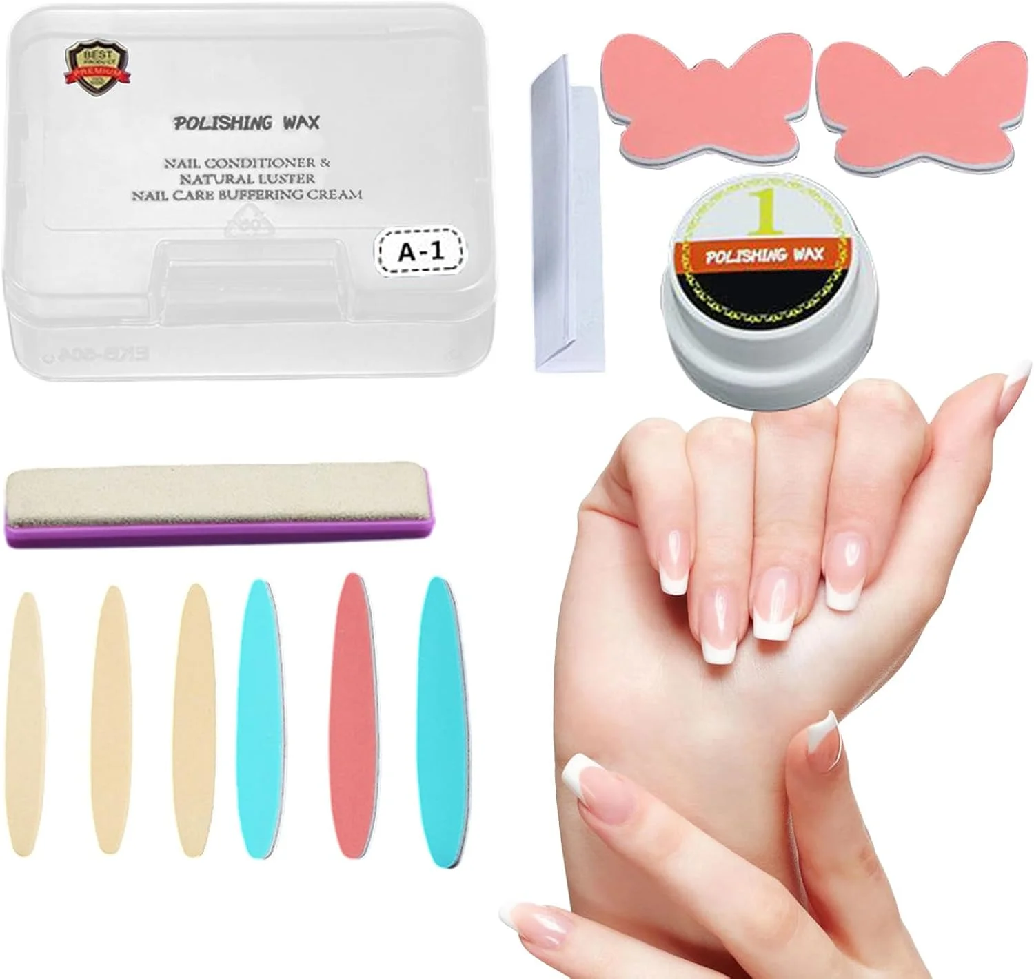 کیت پولیش ناخن، واکس و بافر پولیش ناخن، لوازم جانبی ترمیم ناخن صاف کننده مانیکور برای افراد حرفه ای، مبتدیان، سالن، استودیو، خانه، حمام