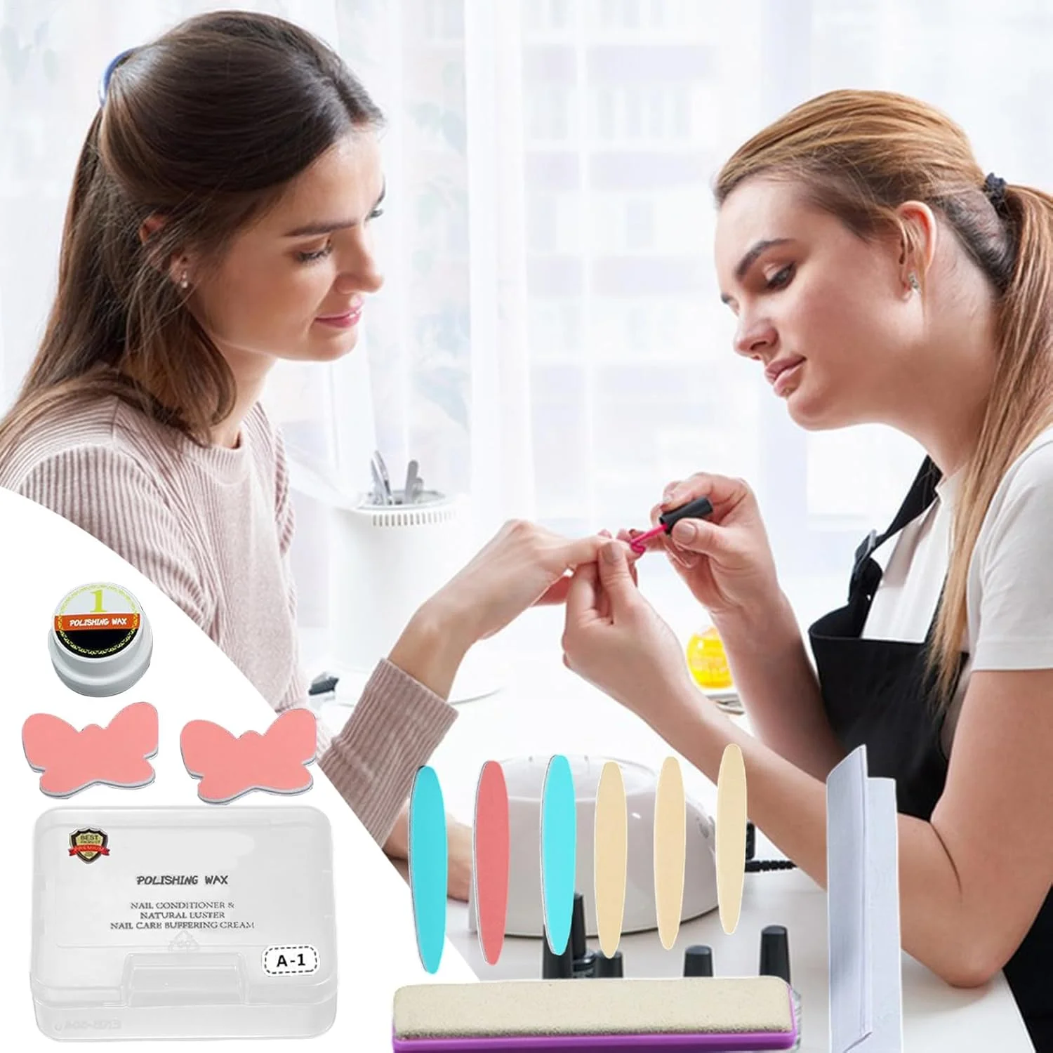 کیت پولیش ناخن، واکس و بافر پولیش ناخن، لوازم جانبی ترمیم ناخن صاف کننده مانیکور برای افراد حرفه ای، مبتدیان، سالن، استودیو، خانه، حمام