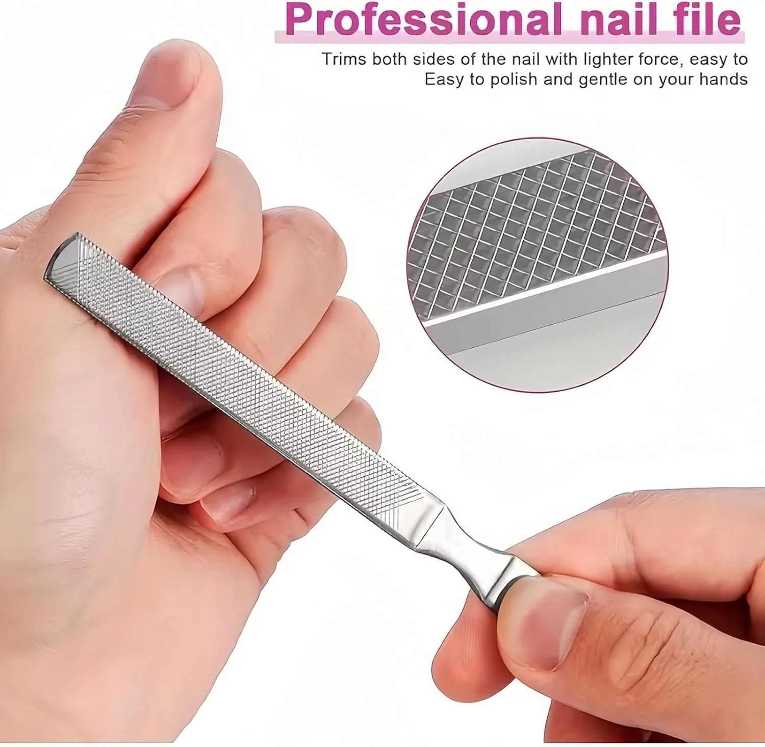 دو ست قاشق تراش + سوهان چهار طرفه، سوهان ناخن بلند استیل برای ناخن های ضخیم و قارچی، ابزار ناخن فرو رفته با بالابر ناخن دو طرفه چند منظوره، سوهان ناخن استیل برای آقایان و بانوان