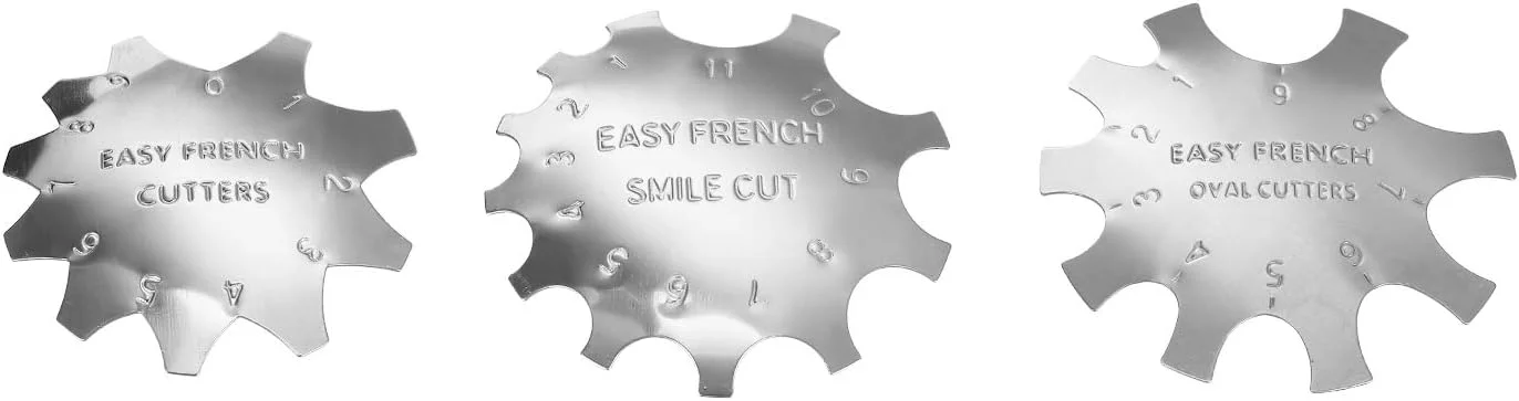 ۶ عدد شابلون طراحی ناخن استیل ضد زنگ، ابزار آسان طراحی ناخن فرنچ، مقاوم و با اشکال و سایزهای متنوع مناسب برای استفاده در منزل، سالن و افراد مبتدی