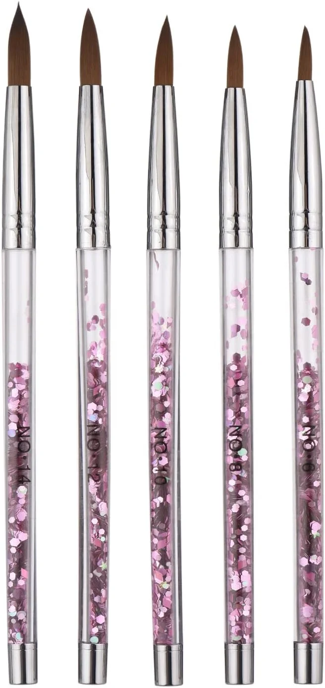 ست 5 عددی قلم طراحی ناخن ژل یو وی برس های اکریلیک طراحی قلم مو ابزار حکاکی سه بعدی