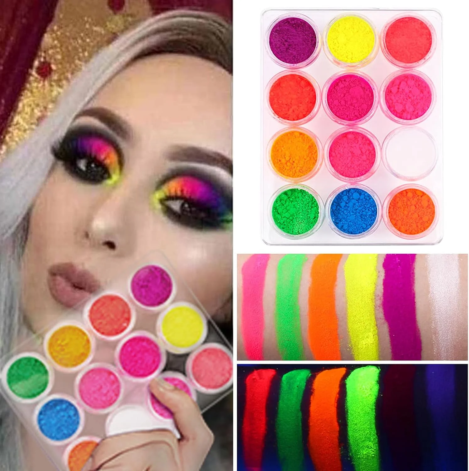 مجموعه پودر فلورسنت درخشان تیره برای ناخن و سایه چشم