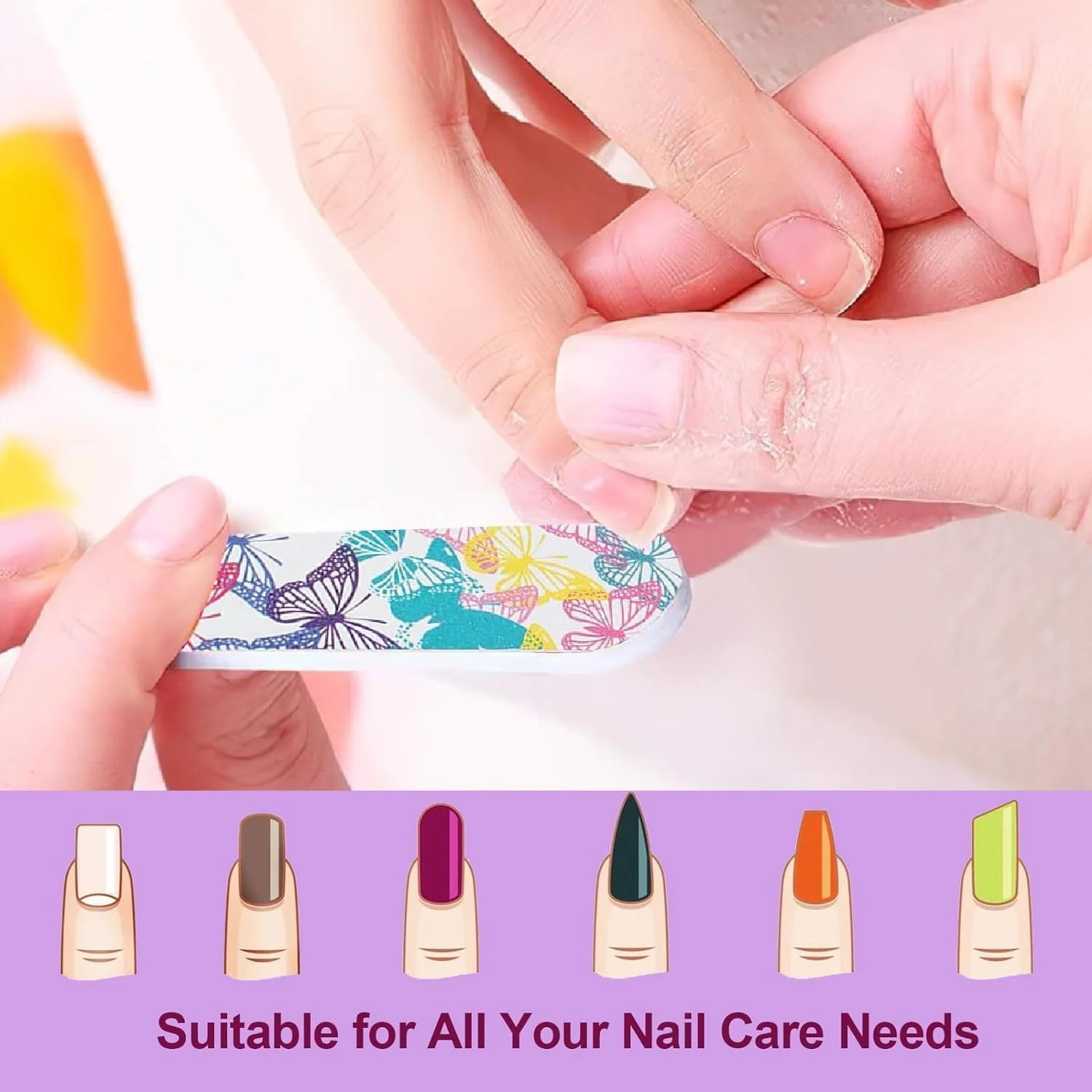 ۲۰ عدد سوهان ناخن، سوهان سمباده ای مینی دو طرفه با درجه زبری ۱۸۰/۲۴۰، سوهان های رنگارنگ و طرح دار قابل شستشو برای صیقل دادن ناخن، ابزار مانیکور و حالت دادن به ناخن برای منزل، سالن و نظافت حیوانات خانگی