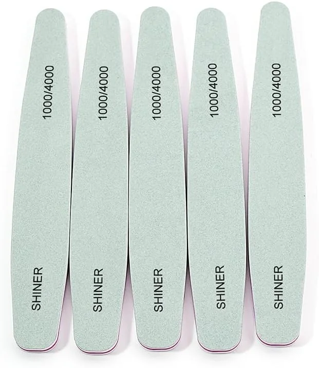 مجموعه سوهان بافر ناخن حرفه ای شاینر، درجه زبری 1000/4000، سبز نعنایی، ابزار مانیکور دو طرفه برای مراقبت از ناخن، 20 عدد در بسته