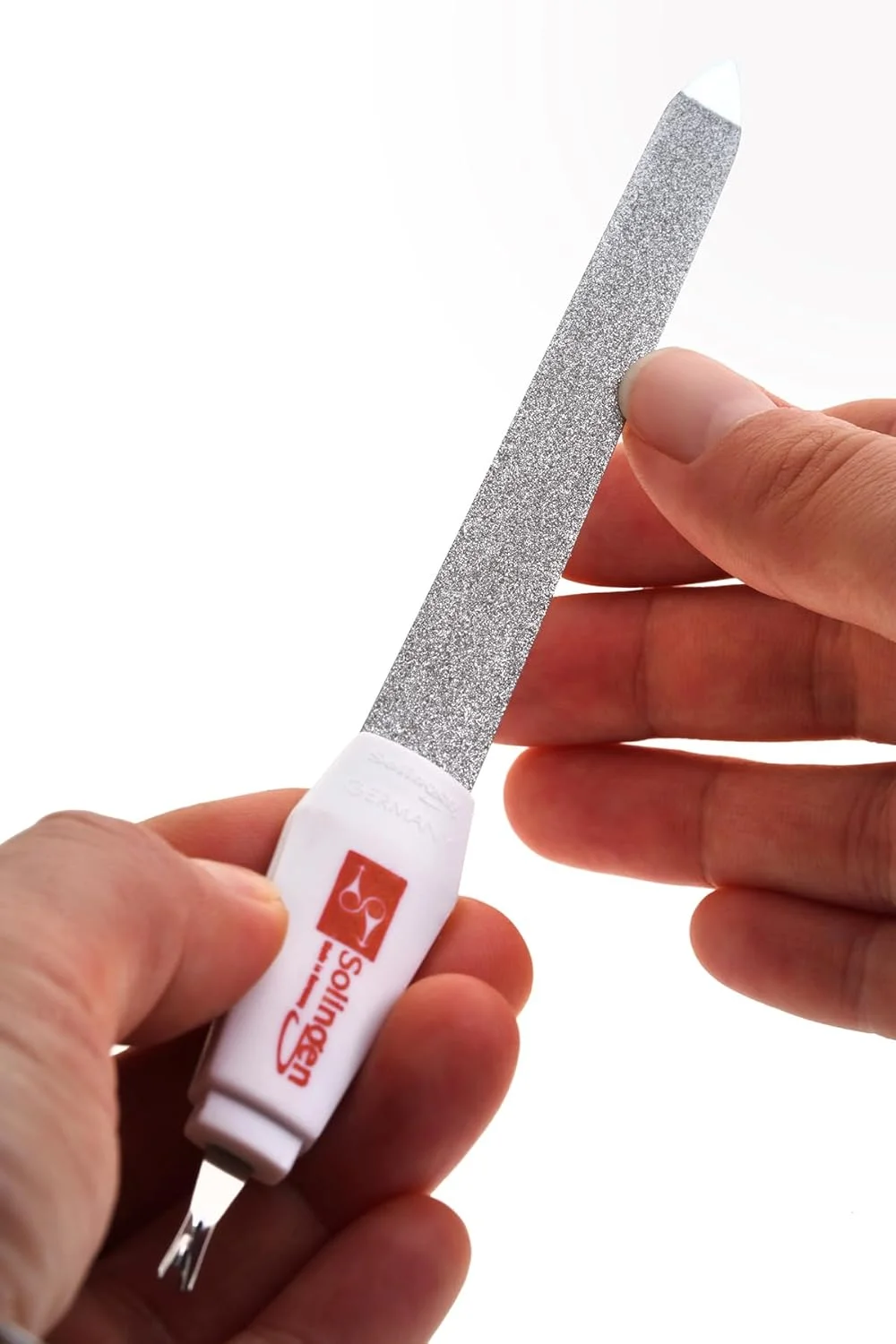 سوهان ناخن حرفه ای زولینگن - ابزار پیرایش/برداشتن پوست های اضافه دور ناخن | ابزار مانیکور و پدیکور | ابزار 2 در 1 برای مراقبت از ناخن های دست و پا | سوهان یاقوت کبود دو طرفه و کاتر تیز پوست مرده