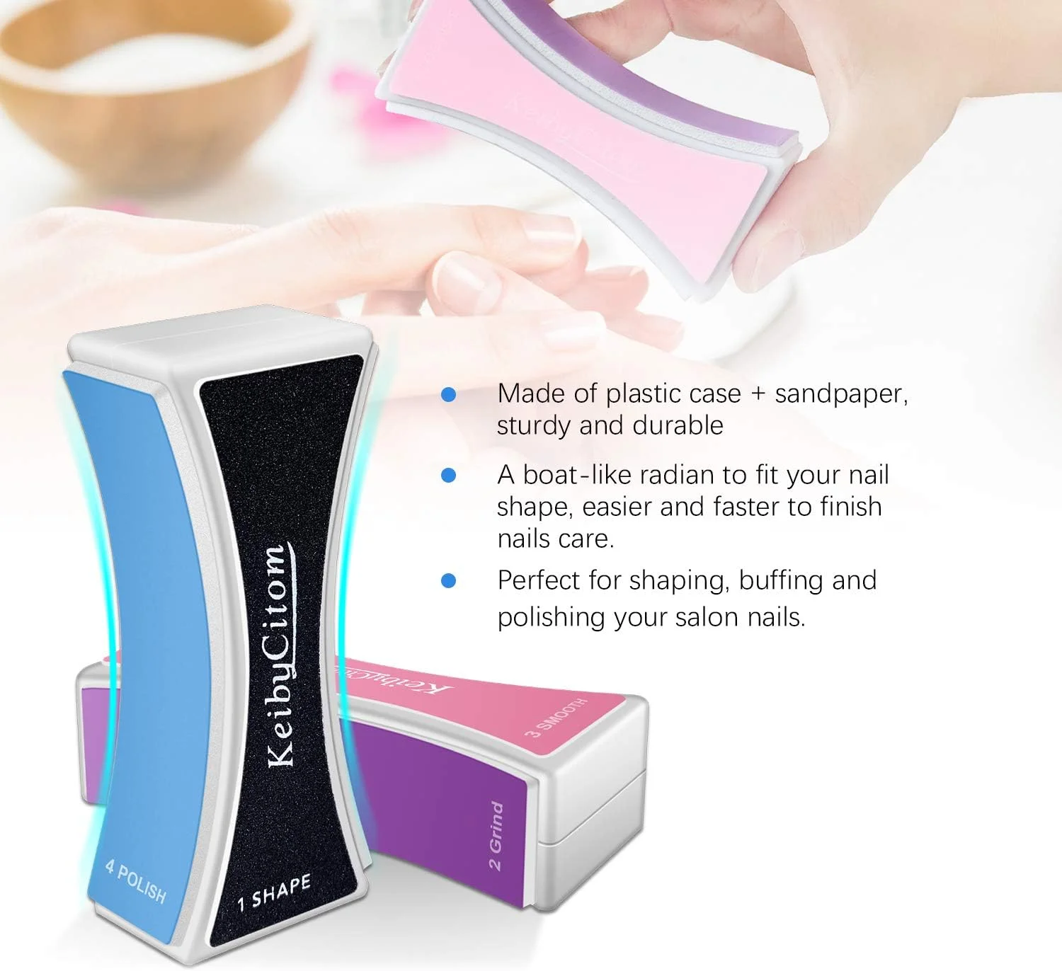 بافر ناخن، سوهان و بافرهای حرفه ای ناخن برای شکل دادن و پولیش، بافر براق کننده ناخن طبیعی جدید با 4 طرف برای طراحی ناخن مناسب برای استفاده در سالن های خانگی (2 عدد)