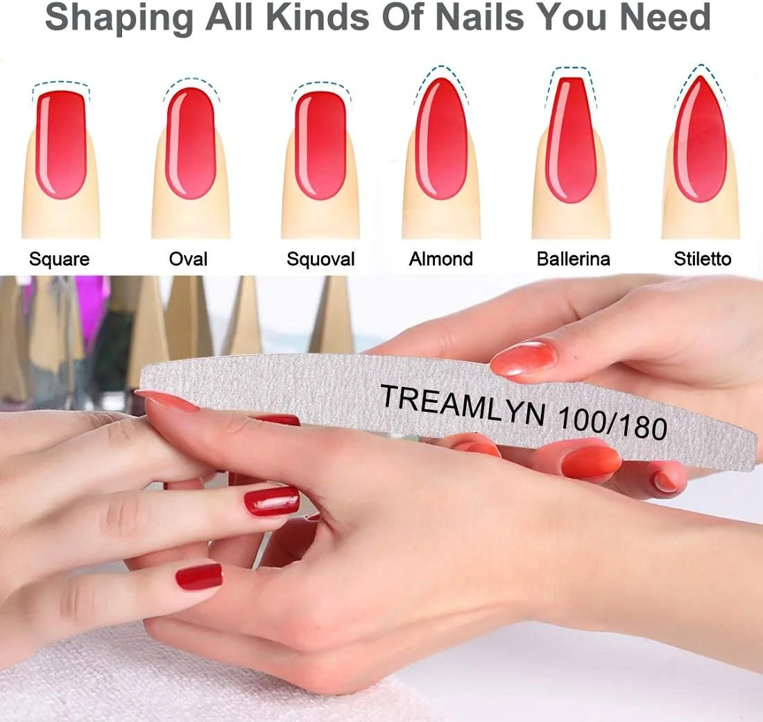 ۱۰ عدد سوهان ناخن زبر با درجه زبری ۱۰۰/۱۸۰، سوهان ناخن بادوام برای ناخن های اکریلیک/طبیعی، سمباده ناخن، پرکننده قوی ناخن انگشت، سوهان ناخن زبر برای استفاده در منزل و سالن