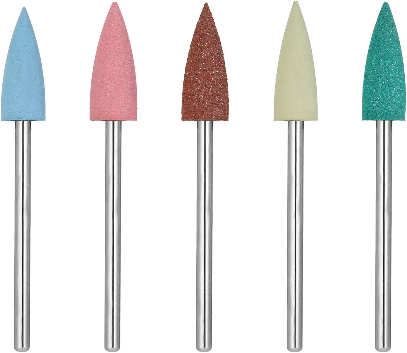 ست 5 عددی مته سیلیکونی لاستیکی، مته های چند رنگی فرز برای مانیکور، بافر ناخن، پولیشر، ابزار آسیاب