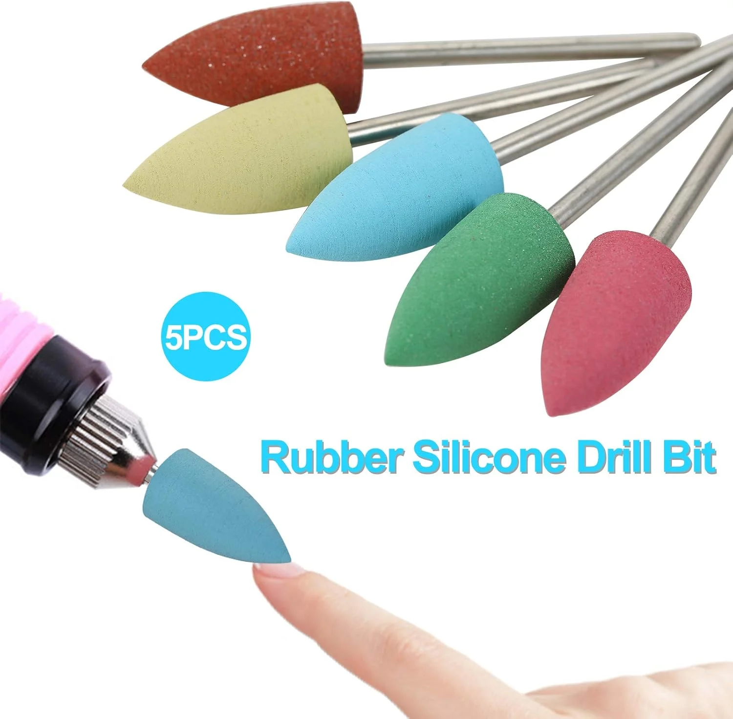 ست 5 عددی مته سیلیکونی لاستیکی، مته های چند رنگی فرز برای مانیکور، بافر ناخن، پولیشر، ابزار آسیاب ست 5 عددی مته سیلیکونی لاستیکی، مته های چند رنگی فرز برای مانیکور، بافر ناخن، پولیشر، ابزار آسیاب