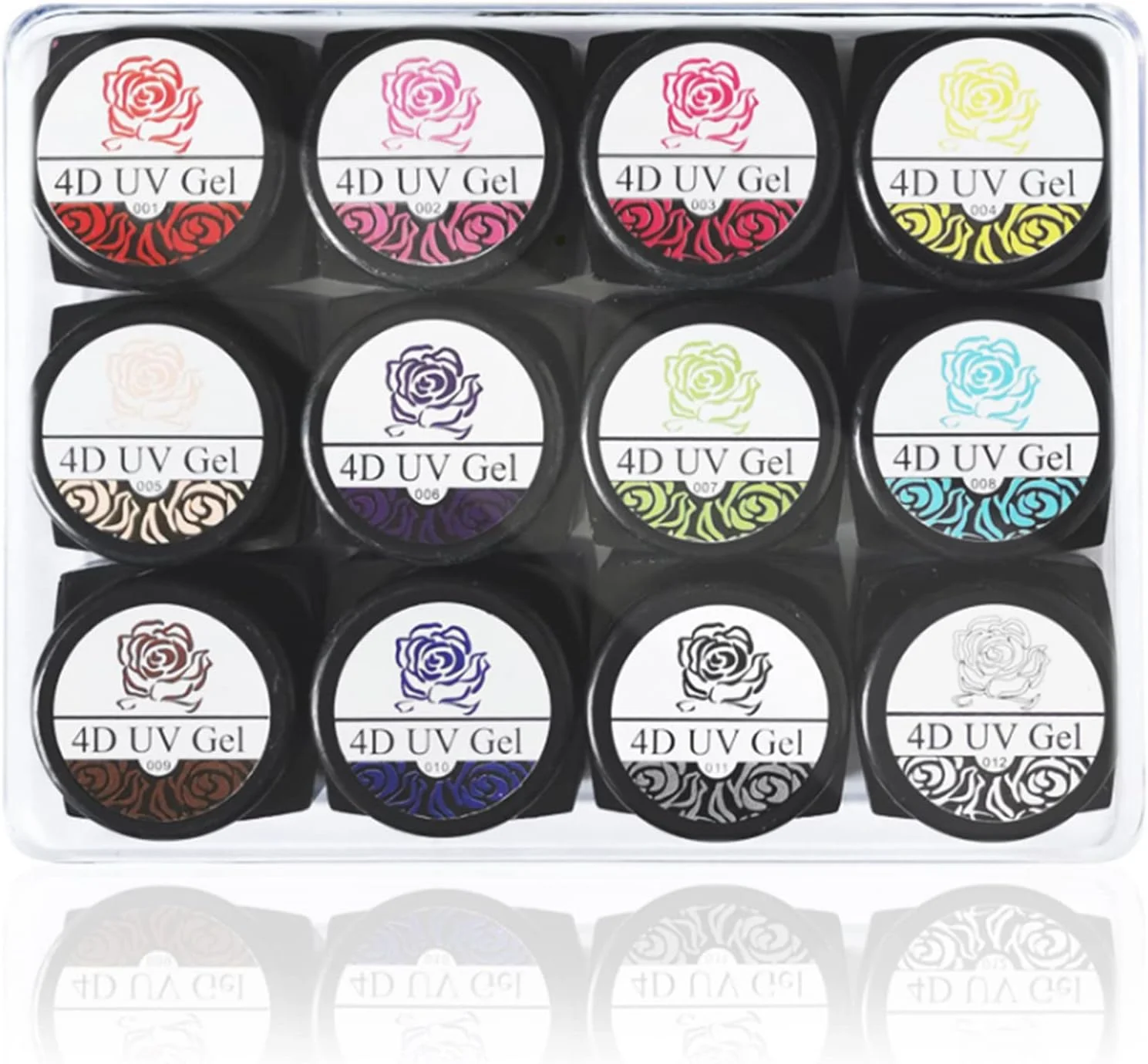 کیت طراحی ناخن شامل ۱۲ رنگ ژل مجسمه‌سازی ۴ بعدی برای طراحی الگو، گل و تزئین ناخن