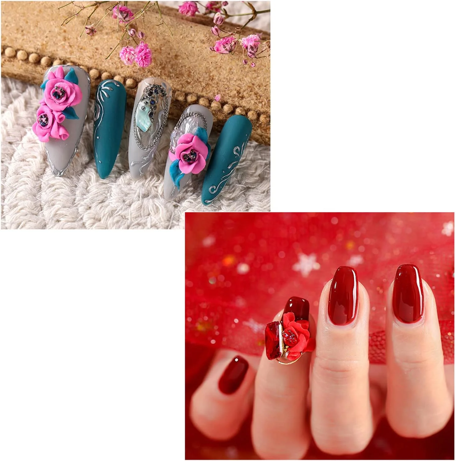 کیت طراحی ناخن شامل ۱۲ رنگ ژل مجسمه‌سازی ۴ بعدی برای طراحی الگو، گل و تزئین ناخن
