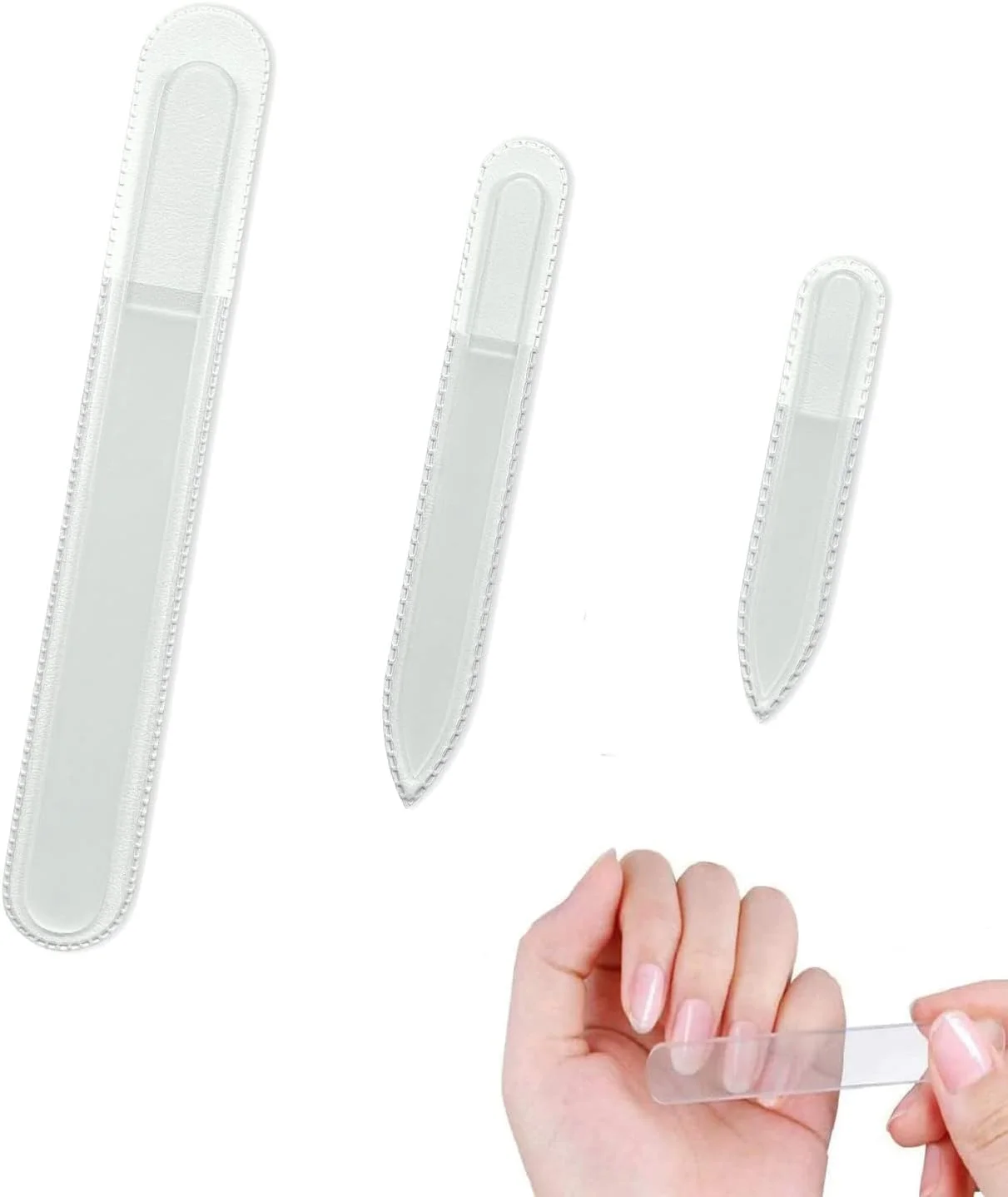 ست سوهان ناخن شیشه ای خزنه، شیشه حرارت دیده اصل حرفه ای، ست هدیه دست ساز، سوهان ناخن دو طرفه قابل شستشو، سوهان ناخن حکاکی شده، سوهان ناخن کریستالی برای ناخن های طبیعی، 3 عدد