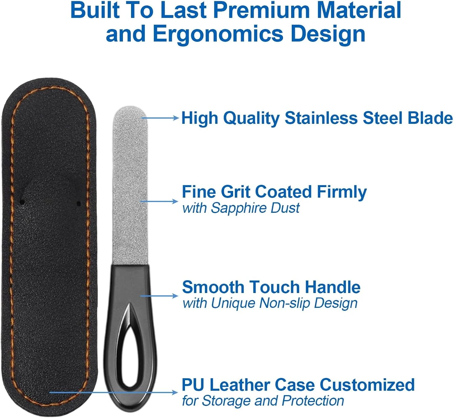 سوهان ناخن فلزی، سوهان ناخن استیل ضد زنگ دو طرفه با کیف چرمی و دسته ضد لغزش (2 عدد سوهان 3.6 اینچی خاکستری با کیف PU) سوهان ناخن فلزی، سوهان ناخن استیل ضد زنگ دو طرفه با کیف چرمی و دسته ضد لغزش (2 عدد سوهان 3.6 اینچی خاکستری با کیف PU)