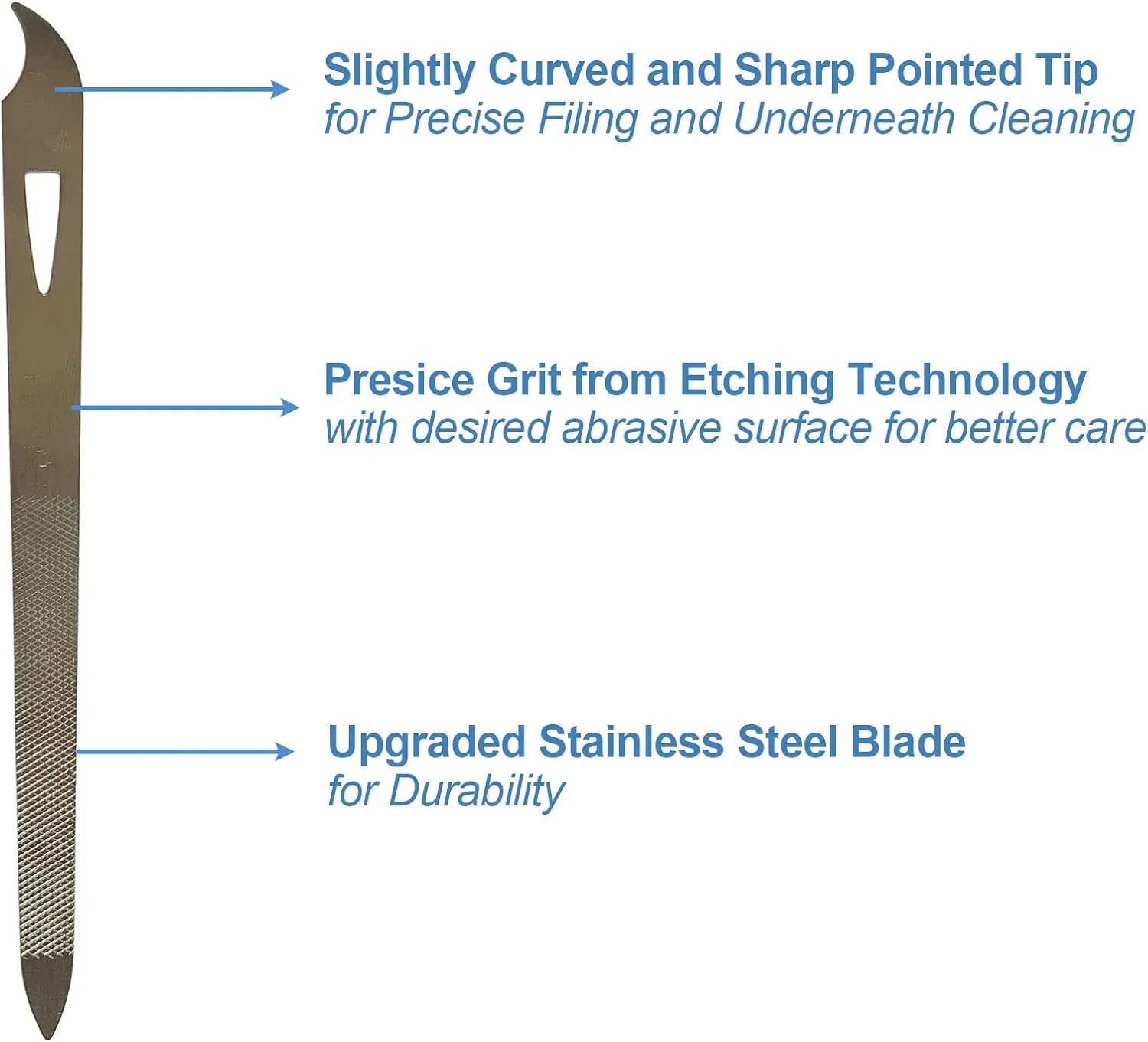 سوهان ناخن برای ناخن های طبیعی (بسته 6 عددی)، سوهان ناخن فلزی 5.5 اینچی استیل ضد زنگ نازک و بادوام با نوک تیز منحنی دو طرفه ابزار مانیکور پدیکور ناخن پا