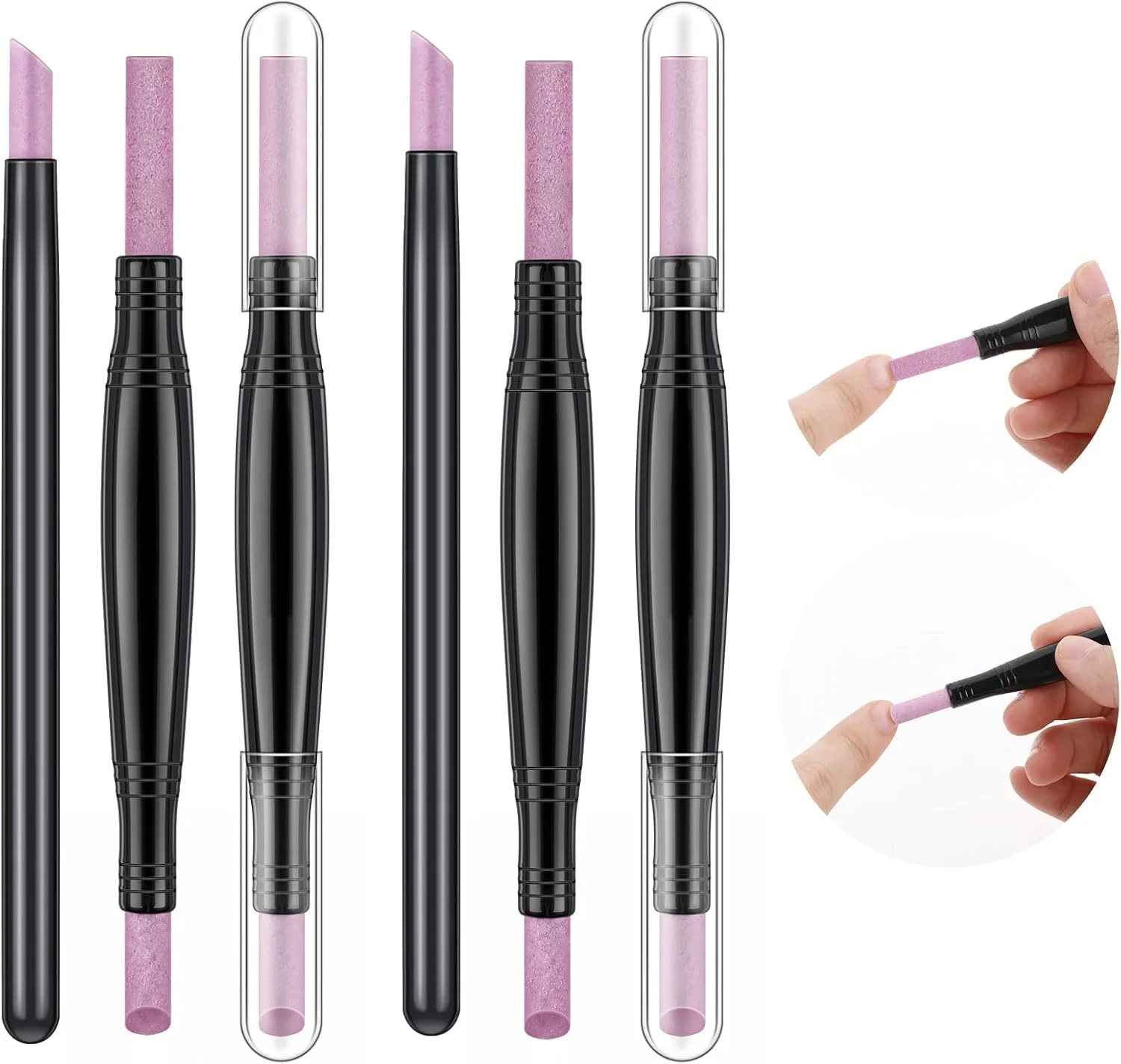 ۶ عدد سوهان ناخن سنگ پا، ابزار سوهان ناخن سنگی، قلم پولیش ناخن دو سر، ابزار مانیکور و پدیکور سوهان ناخن سنگی، از بین برنده پوست مرده