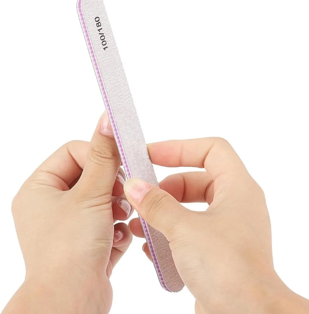 سوهان ناخن حرفه ای با درجه زبری 100/180، شکل مستطیلی - سمباده دو طرفه بادوام برای ناخن های اکریلیک، ژل و طبیعی - ابزار مانیکور قابل استفاده مجدد با کیفیت سالن - بسته 25 عددی برای تکنسین های ناخن