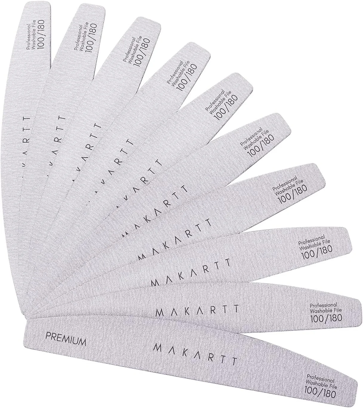 سوهان ناخن راه راه گورخری ماکارت، سمباده دو طرفه قابل شستشو، 10 عدد، درجه زبری 100/180