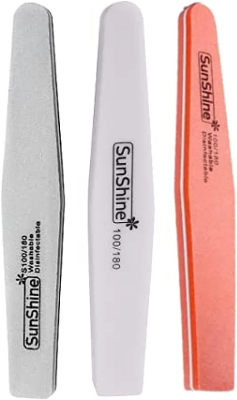 ۳ عدد سوهان ناخن (سفید، خاکستری، نارنجی) سمباده بلوکی ۱۰۰/۱۸۰ اسفنجی قابل شستشو