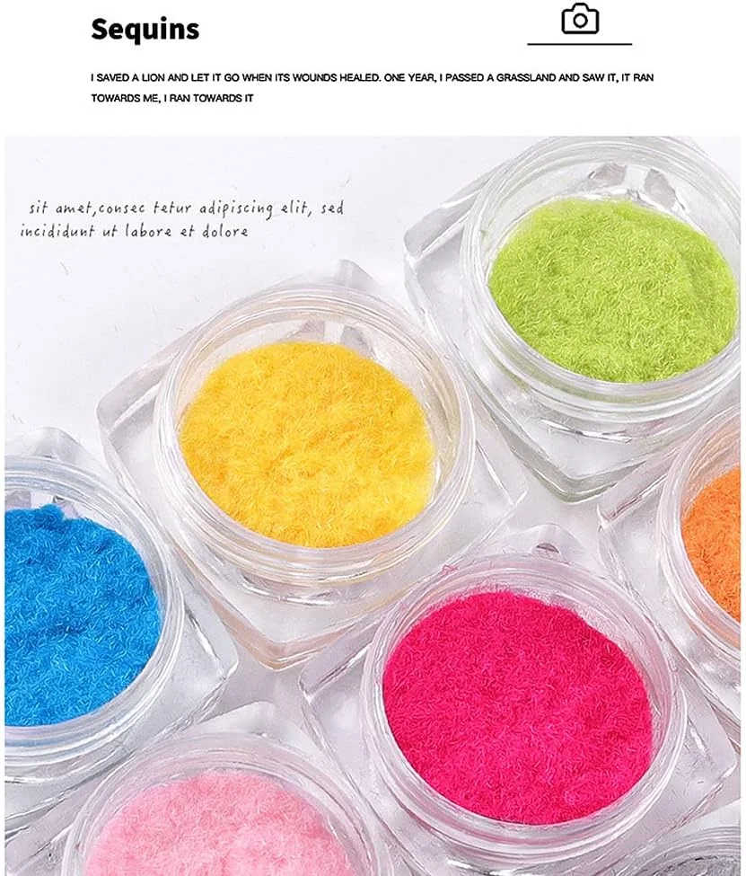 پودر مخملی تزئینی ناخن در ۱۲ رنگ / مجموعه، پودر پولیش اکلیلی مخملی ناخن، رنگدانه پودری هنر ناخن برای تزئین ناخن، نکات DIY