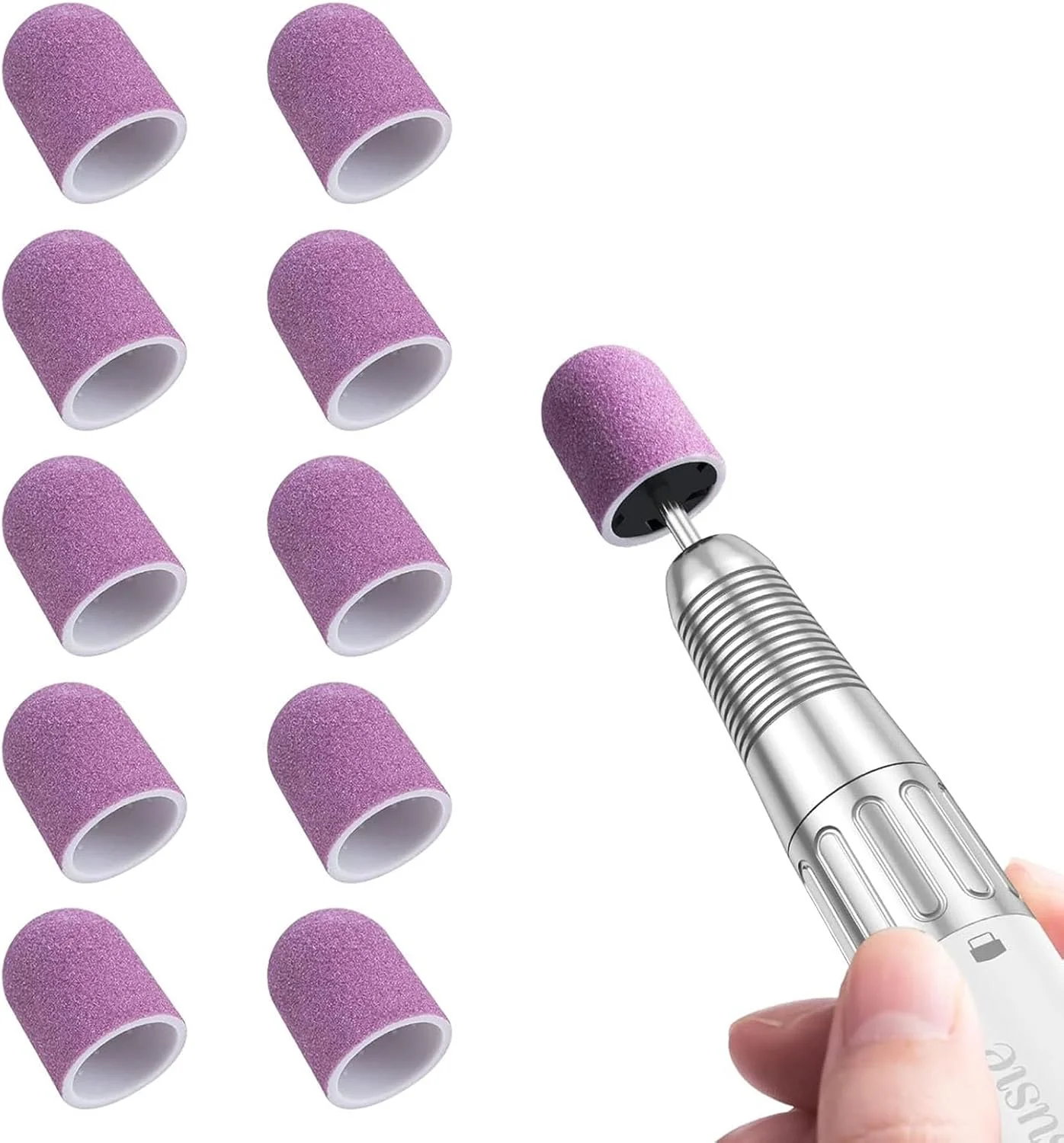 MelodySusie ۱۰ عدد سری سمباده ناخن، سر دریلی ناخن درجه زبری ۱۸۰ مناسب برای سوهان پا، از بین بردن پینه، مانیکور، پدیکور، پولیش ناخن، استفاده در منزل و سالن، بنفش (۱۳ میلی متر)