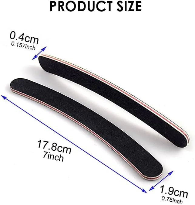 ست 6 عددی سوهان ناخن حرفه ای - دو طرفه، سوهان ناخن با درجه زبری 100/180، ابزار مشکی مانیکور پدیکور و سوهان بافر ناخن برای سمباده زدن، پولیش و صاف کردن