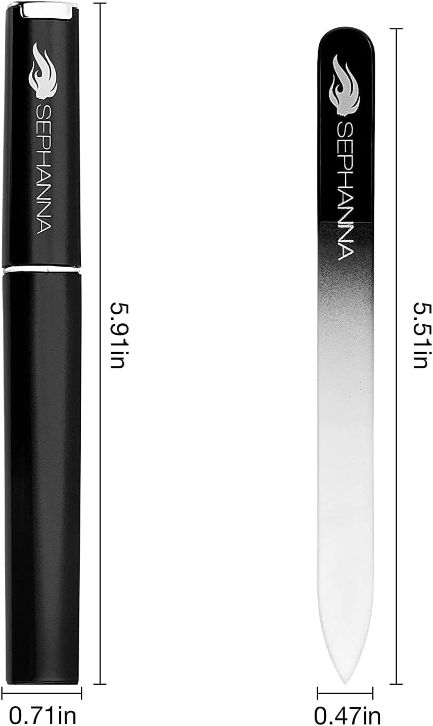 سوهان ناخن شیشه ای با کیفیت فوق العاده، سوهان ناخن کریستالی قابل حمل با کیف برای مانیکور و پدیکور - پرداخت صاف برای ناخن های طبیعی و مصنوعی (بسته 3 عددی)