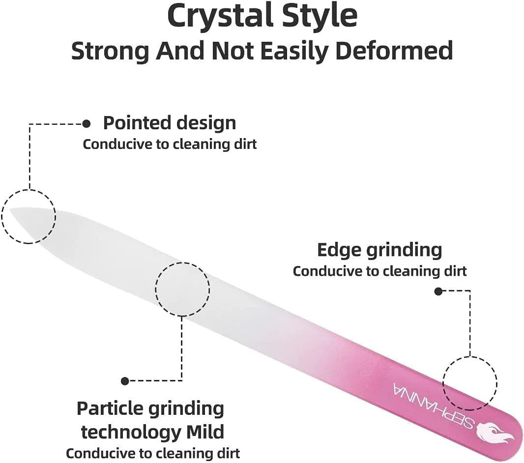 سوهان ناخن شیشه ای با کیفیت فوق العاده، سوهان ناخن کریستالی قابل حمل با کیف برای مانیکور و پدیکور - پرداخت صاف برای ناخن های طبیعی و مصنوعی (بسته 3 عددی)