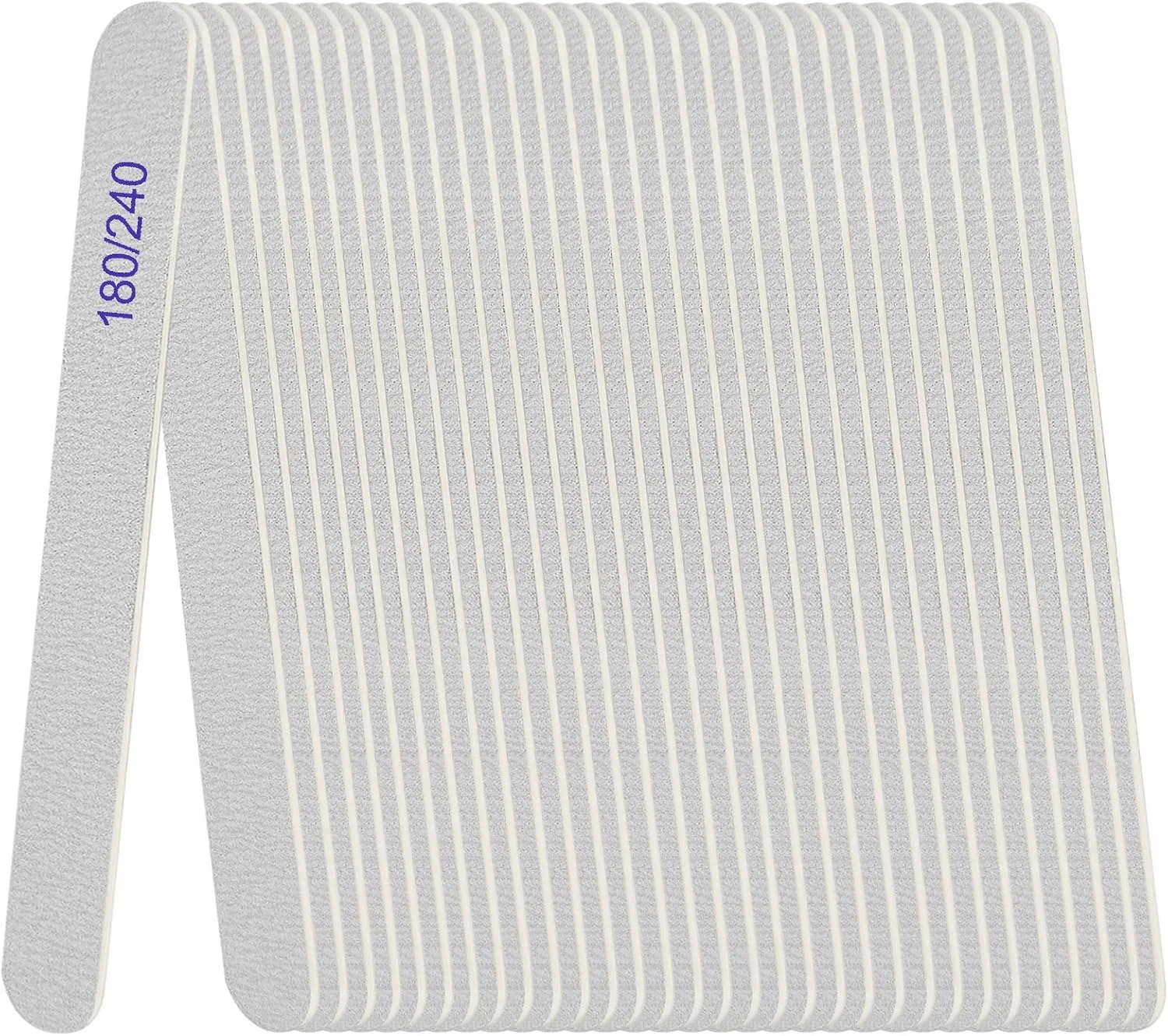 بسته 24 عددی سوهان ناخن چوبی، سوهان ناخن سمباده ای دو طرفه با درجه زبری 180/240 برای ناخن های طبیعی، اکریلیک و ژلی، مناسب برای مانیکور و پدیکور حرفه ای، خاکستری