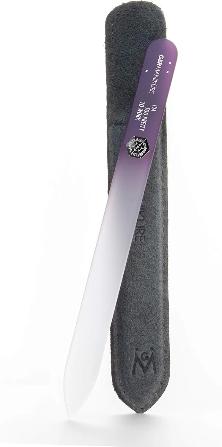 سوهان ناخن شیشه ای کریستالی دو طرفه ساخت چک با روکش چرمی محافظ