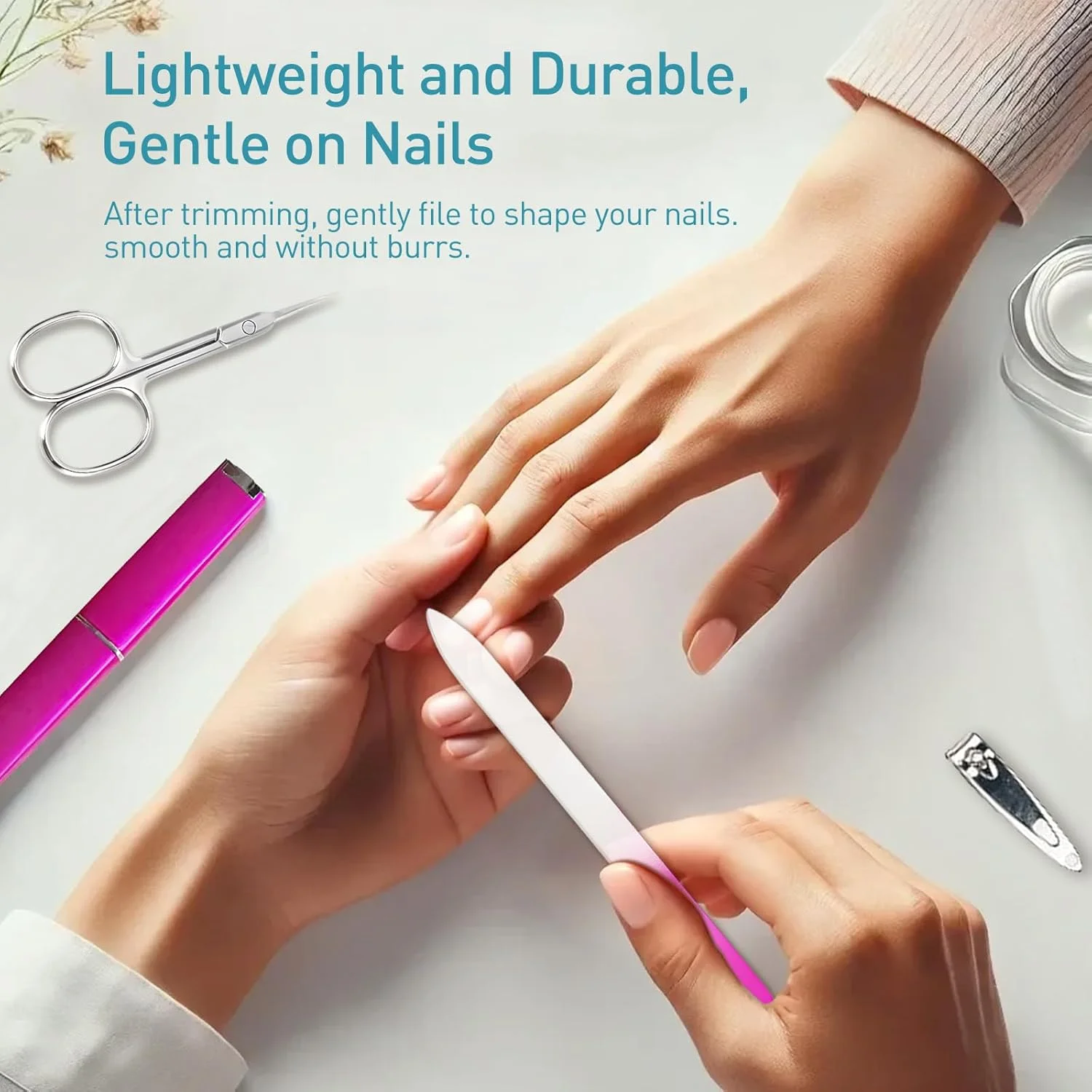 ست ۳ عددی سوهان ناخن شیشه ای کریستالی (همراه با جعبه) - سوهان های شیشه ای دو طرفه حکاکی شده حرفه ای چک برای ناخن های طبیعی، مراقبت ملایم از ناخن، هدیه ای خاص برای بانوان