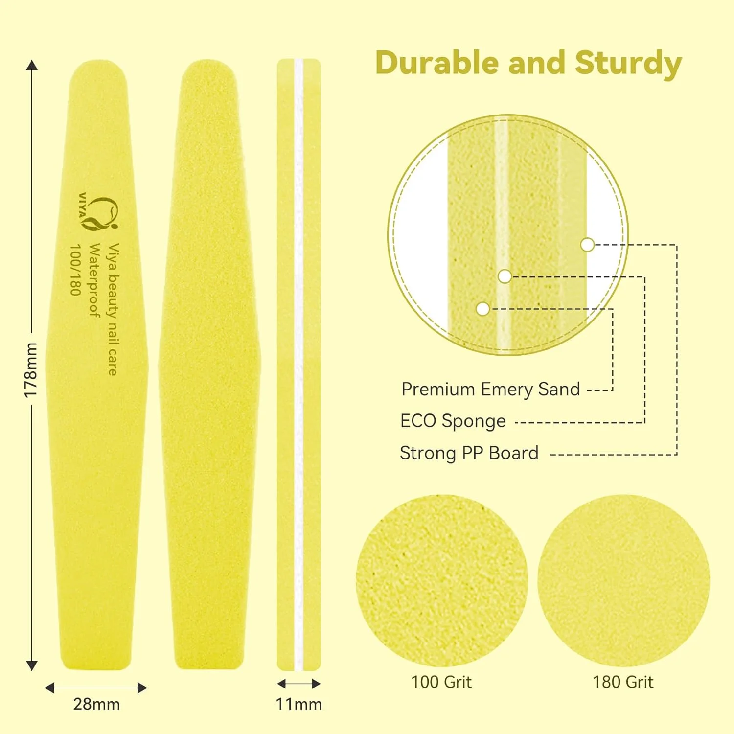 بلاک بافر ناخن، سوهان براق کننده هنر ناخن، صاف کننده، پولیش و درخشان کننده ناخن، بلاک صاف کننده ناخن، مراقبت حرفه ای ناخن برای استفاده در سالن و منزل (10 عدد) (زرد)