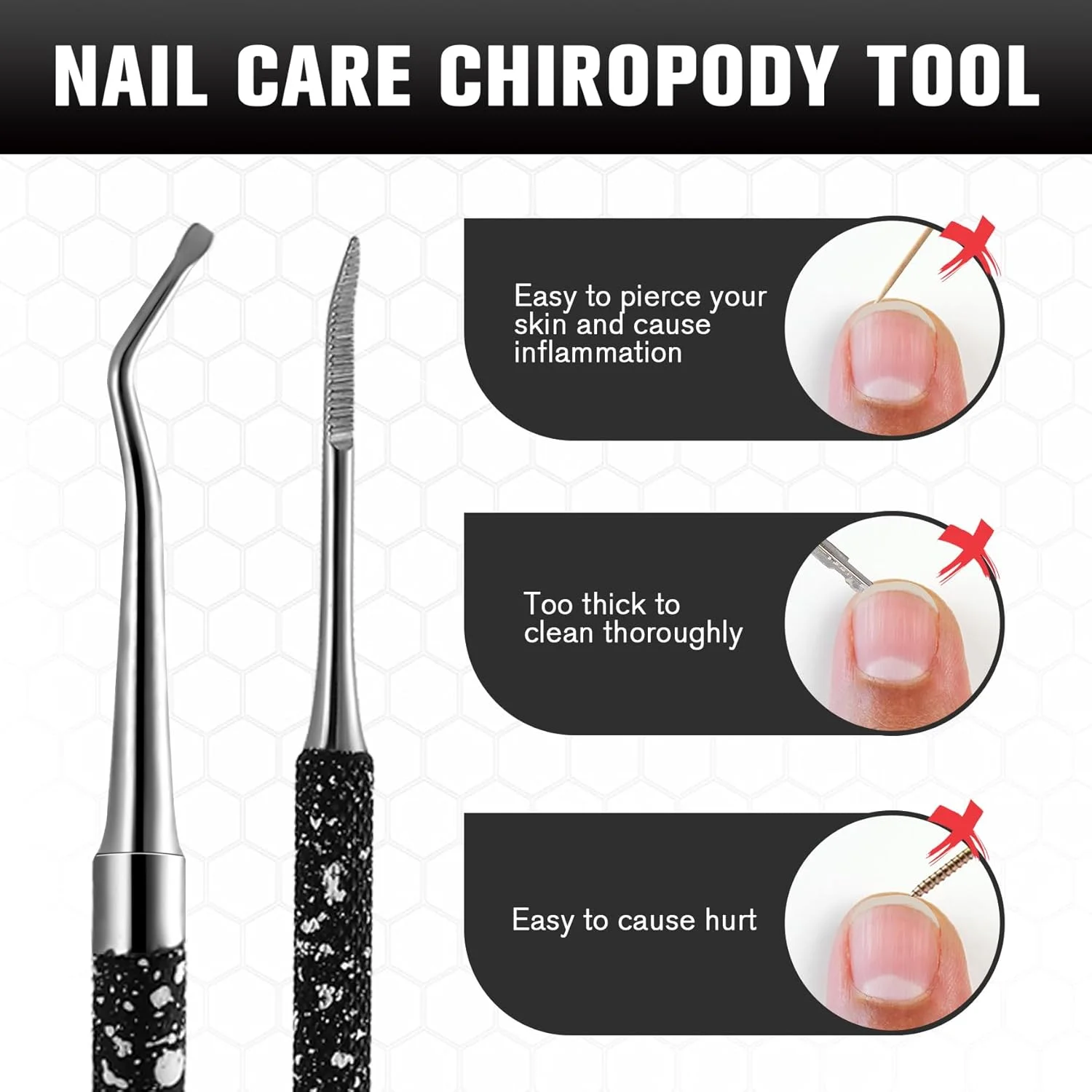 ابزار ناخن فرو رفته FERYES، ست لیفتر و سوهان ناخن برای درمان ناخن های فرو رفته - فولاد ضد زنگ درجه جراحی - همراه با جعبه نگهداری حلبی