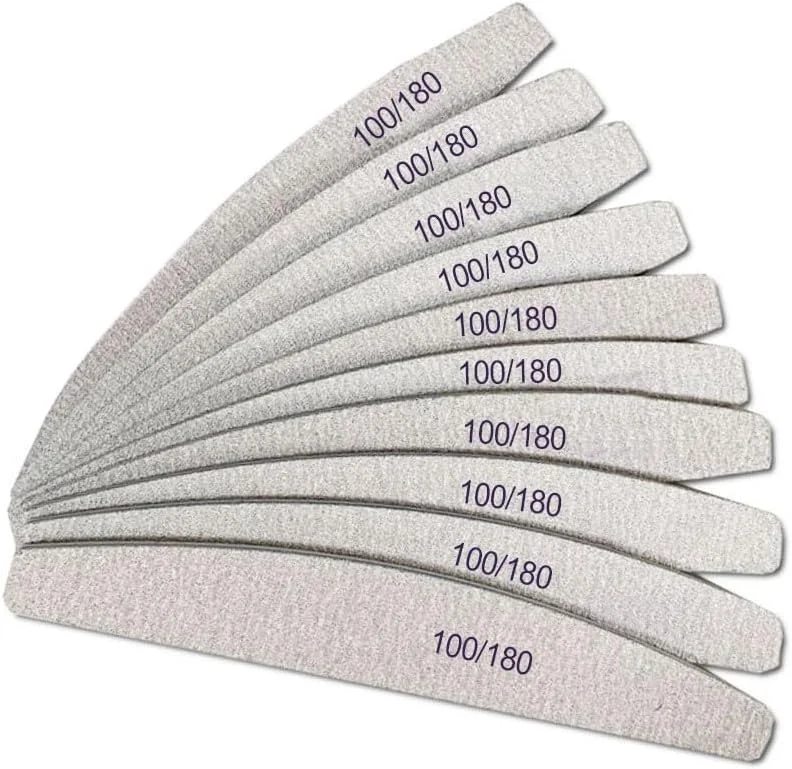 سوهان ناخن (بسته 10 عددی)، سوهان ناخن حرفه ای قابل استفاده مجدد با درجه زبری 100/180، سوهان دو طرفه برای ناخن های طبیعی، هدیه برای خانم ها