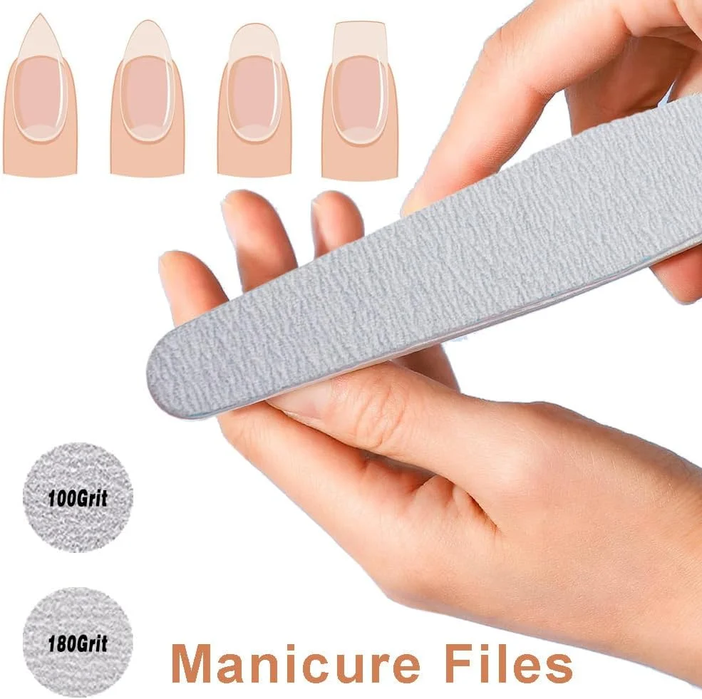 سوهان ناخن (بسته 10 عددی)، سوهان ناخن حرفه ای قابل استفاده مجدد با درجه زبری 100/180، سوهان دو طرفه برای ناخن های طبیعی، هدیه برای خانم ها