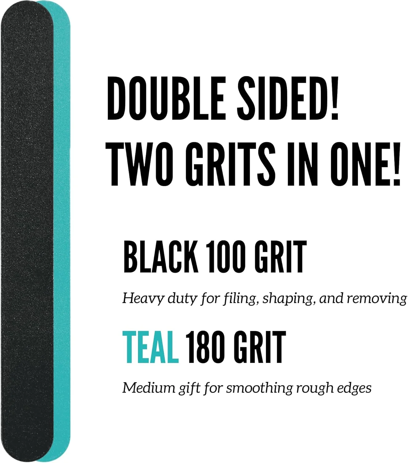 سوهان ناخن دو طرفه حرفه ای - درجه زبری 100/180 - دارای بالشتک و طراحی ارگونومیک برای استفاده راحت - مناسب برای شکل دادن و صاف کردن ناخن - مشکی - بسته 4 عددی