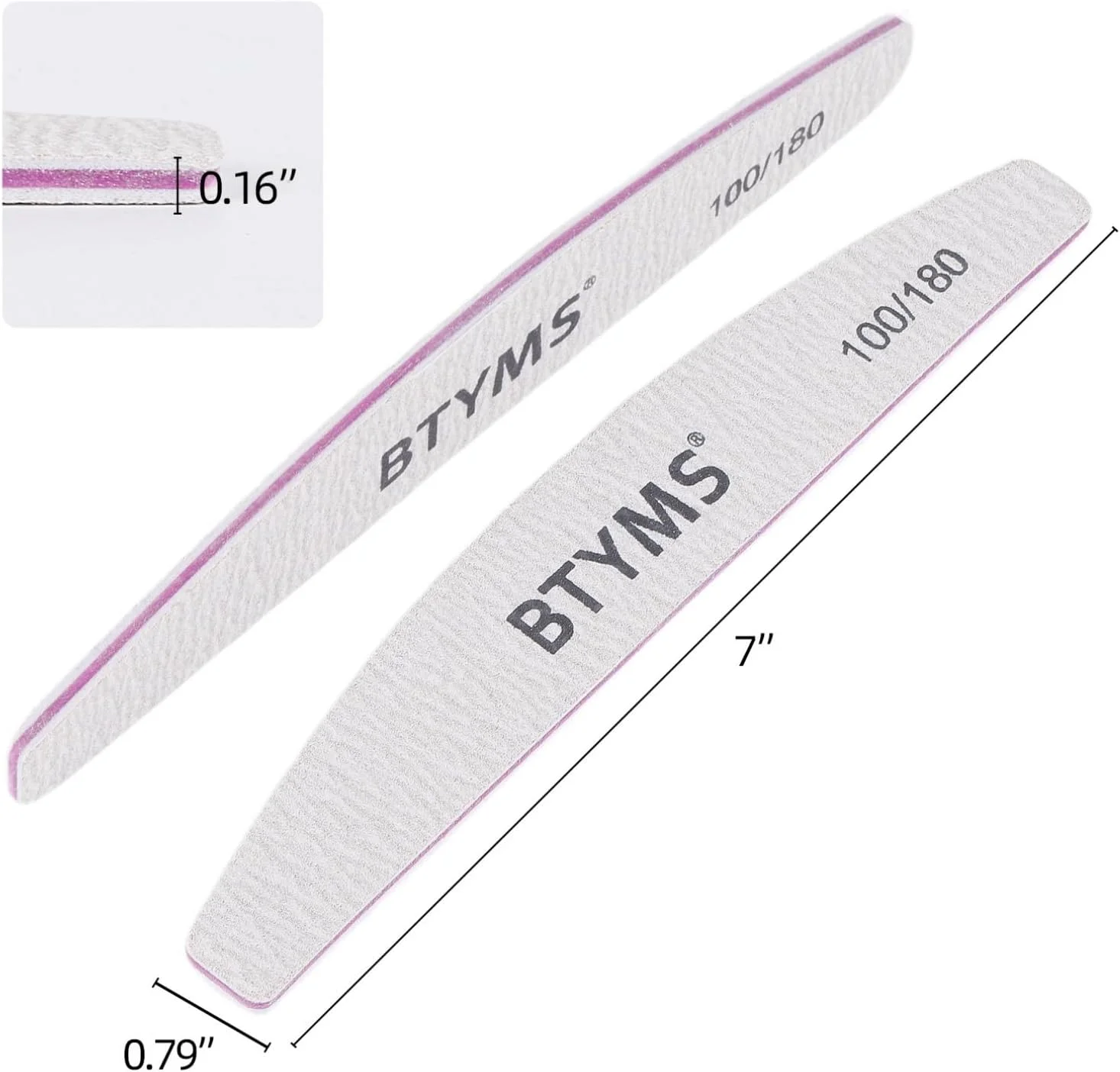 بسته 25 عددی سوهان ناخن BTYMS، دو طرفه، درجه زبری 100/180، ابزار مانیکور