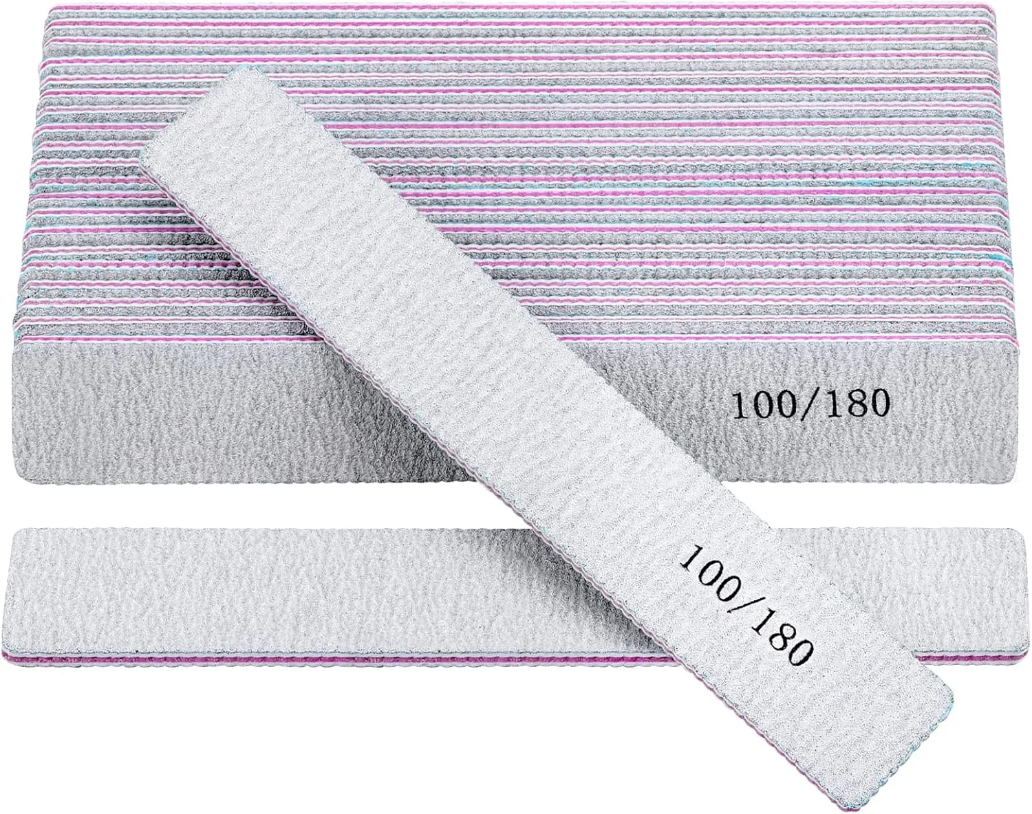 سوهان ناخن بسته 25 عددی، مناسب برای ناخن های اکریلیک، درجه زبری 100/180، دو طرفه، سمباده ای، مناسب برای بافرینگ حرفه ای ناخن