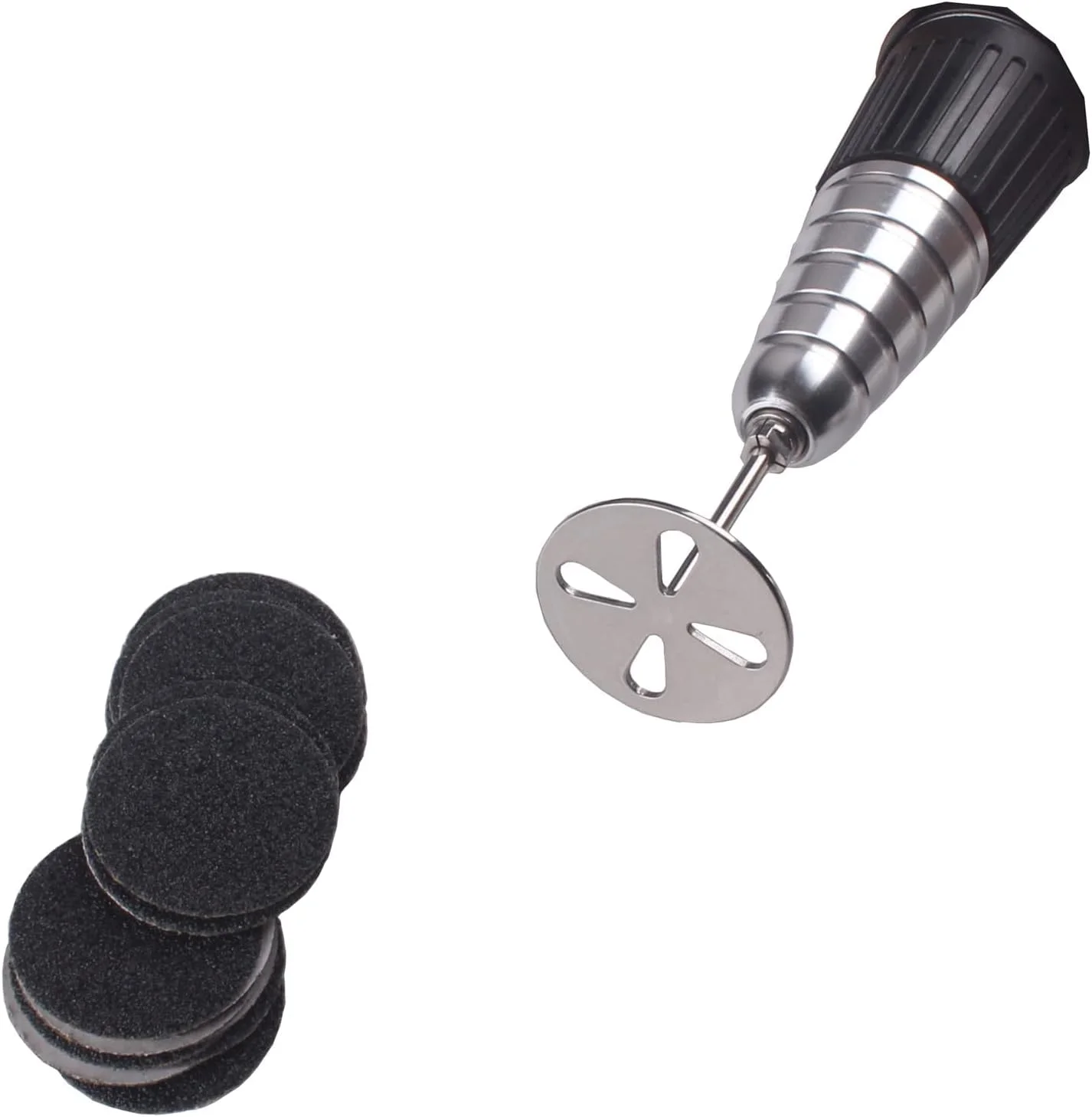 سوهان پا، ۱۰۰ عدد دیسک سمباده و ۱ عدد سری فلزی ناخن، دیسک سمباده پدیکور ۲۵ میلی متری، سوهان برقی پا، سوهان ناخن، درجه زبری ۸۰ (زبر)