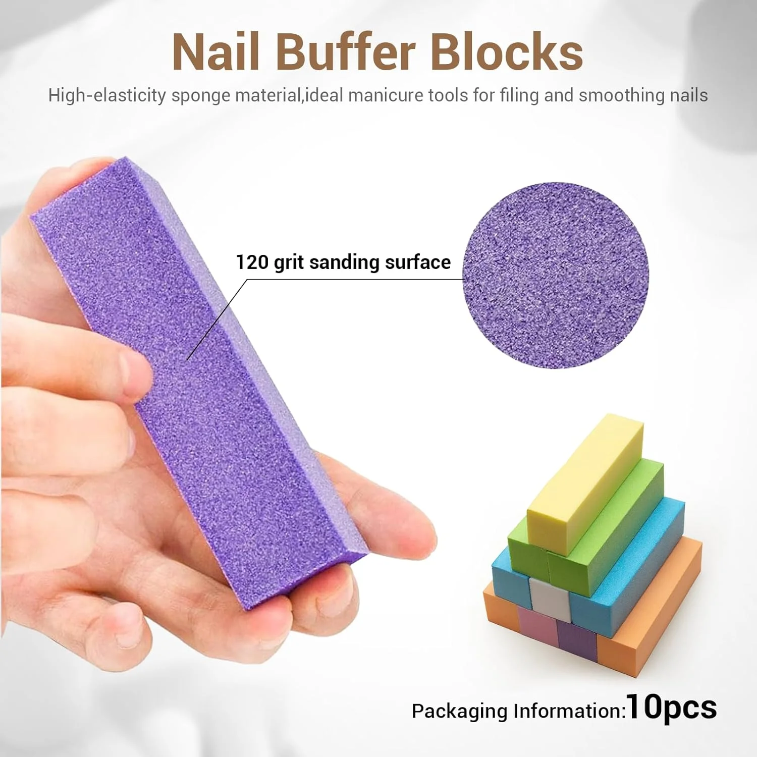 مجموعه ۱۰ عددی سوهان ناخن برای صاف و یکدست کردن، ابزار حرفه ای پولیش ناخن مناسب برای استفاده در خانه و سالن های مانیکور