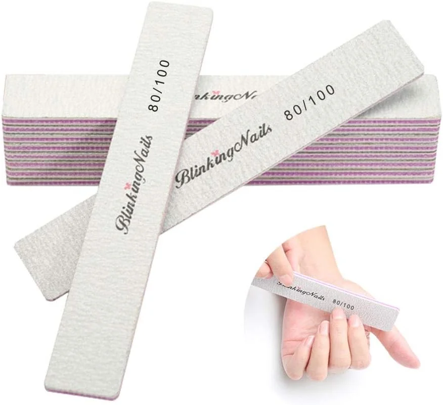 ۱۰ عدد سوهان ناخن با درجه زبری ۸۰/۱۰۰ مناسب برای ناخن های طبیعی، دو طرفه، قابل شستشو، یکبار مصرف برای طراحی ناخن و مانیکور