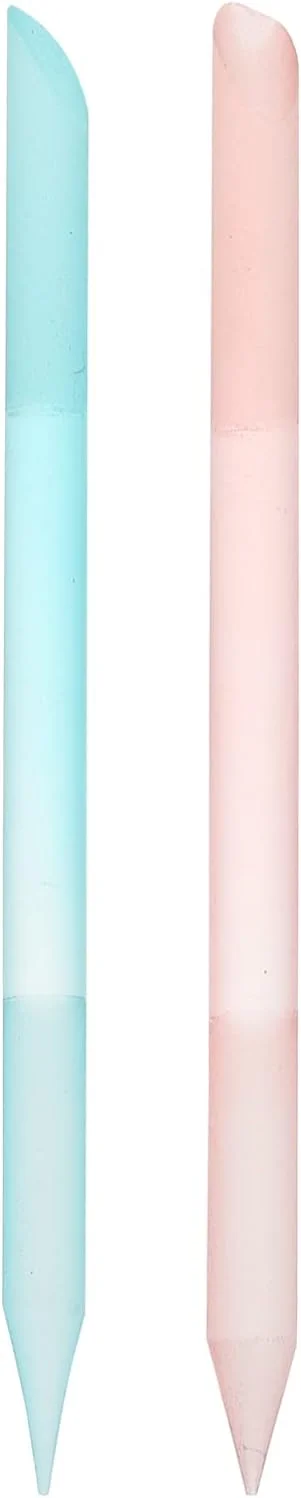 ابزار عقب‌راننده و از بین‌برنده پوست ناخن شیشه‌ای Healifty: 2 عدد سوهان ناخن شیشه‌ای دو طرفه، ابزار مانیکور و پدیکور برای مراقبت از پوست ناخن، آبی و صورتی