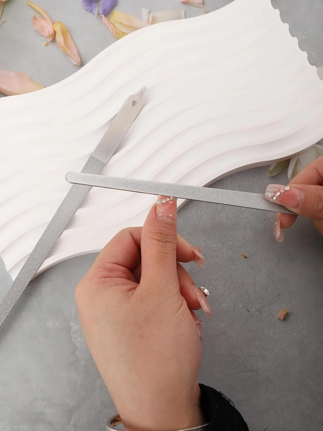 دو عدد سوهان ناخن فلزی، سوهان ناخن استیل ضد زنگ 8 اینچی، سوهان ناخن دو طرفه حرفه ای برای بانوان