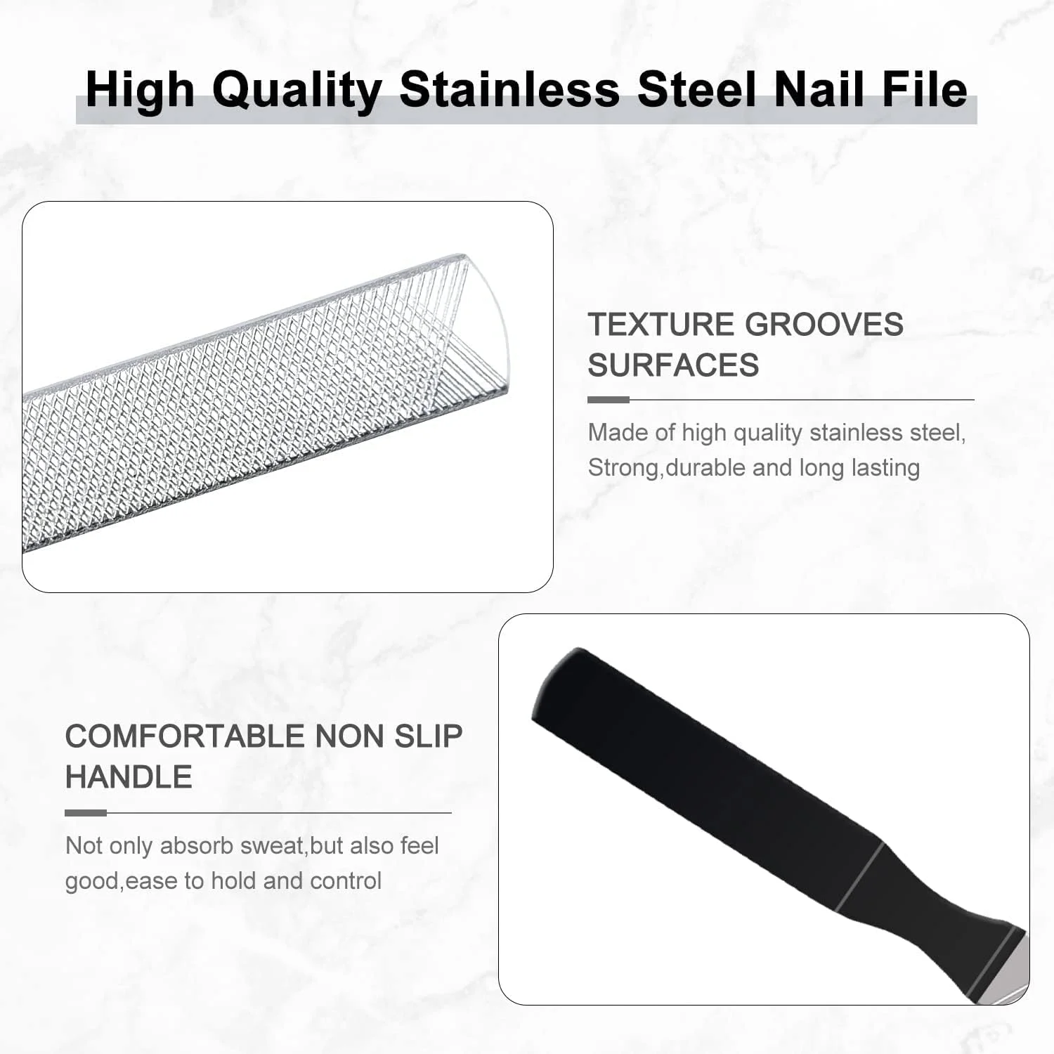 سوهان ناخن استیل ضد زنگ سایوسی، 4 طرفه، 4 عدد، 2 اندازه (18 و 13 سانتی متر)، زبری زیاد، برای ناخن های ضخیم و سگ ها