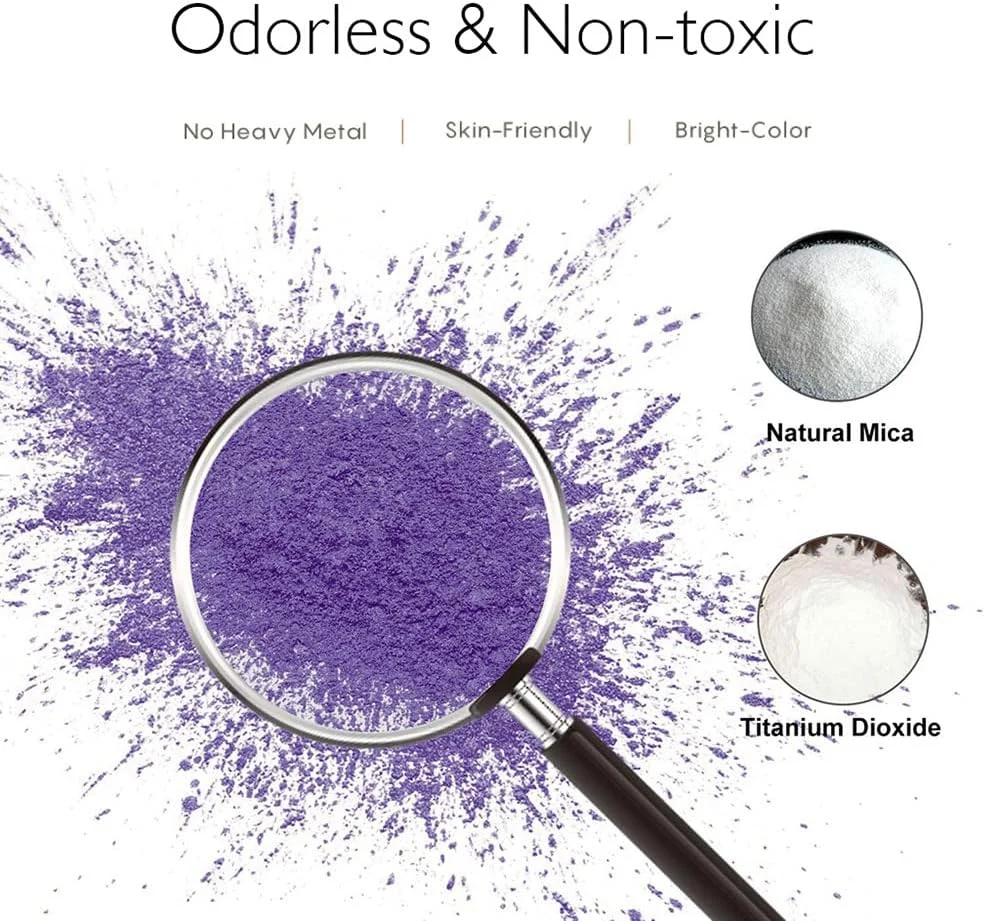 ست پودر میکا پیگمنت برای رنگ آمیزی لجن حمام، صابون، شمع، رزین، ساخت رنگ، مروارید، آرایش و هنر ناخن