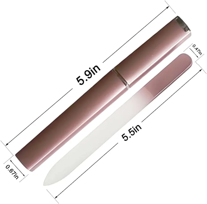 سوهان ناخن شیشه ای برای ناخن های طبیعی - 1 عدد سوهان ناخن کریستالی دو طرفه با کیف، مراقبت حرفه ای مانیکور برای خانم ها (رزگلد)
