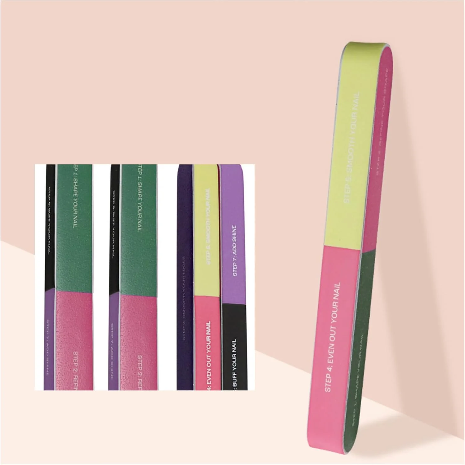 سوهان ناخن ۷ طرفه برای خانم ها - سوهان های سمباده رنگی و پر جنب و جوش برای ناخن های طبیعی از شکل دادن تا پولیش براق