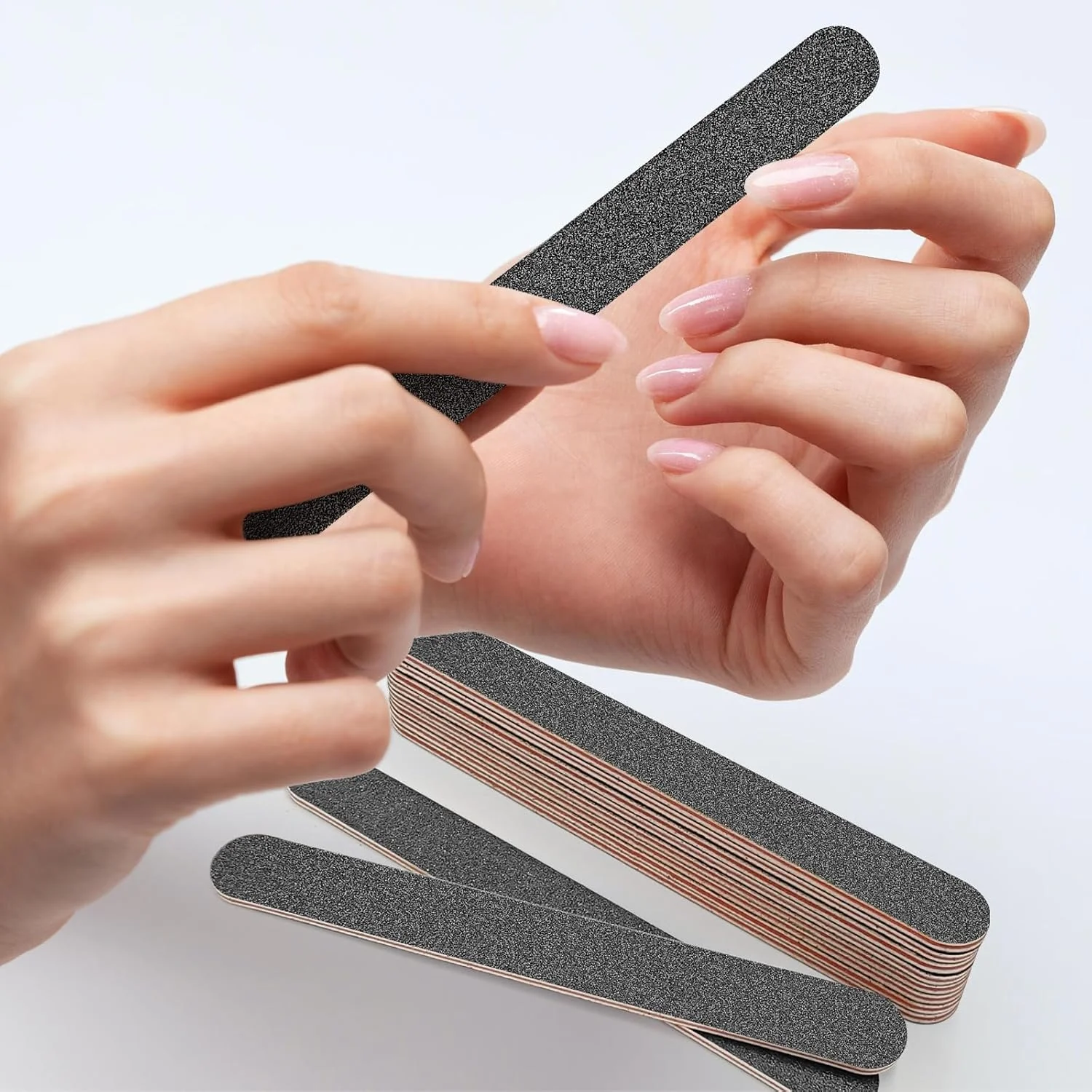 سوهان ناخن - سمباده دو طرفه برای ناخن، درجه زبری 100/180، ابزار مانیکور پدیکور قابل استفاده مجدد برای زنان و مردان - مشکی، بسته 10 عددی